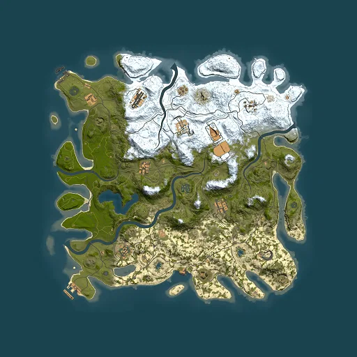 Rust map seed 61473864, 4500x4500m top-down preview