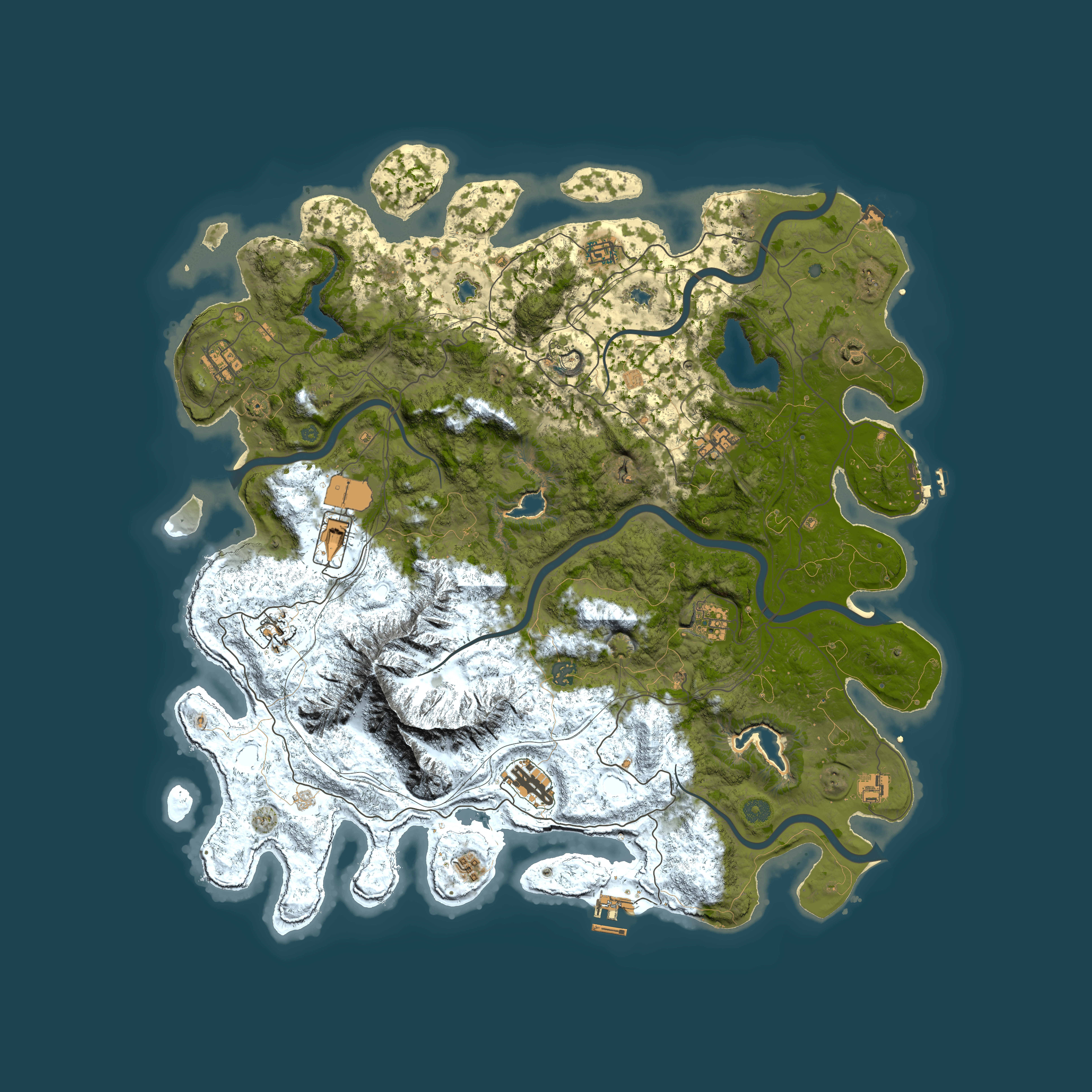 Full top-down render of Rust map seed 454414142, 5000x5000m