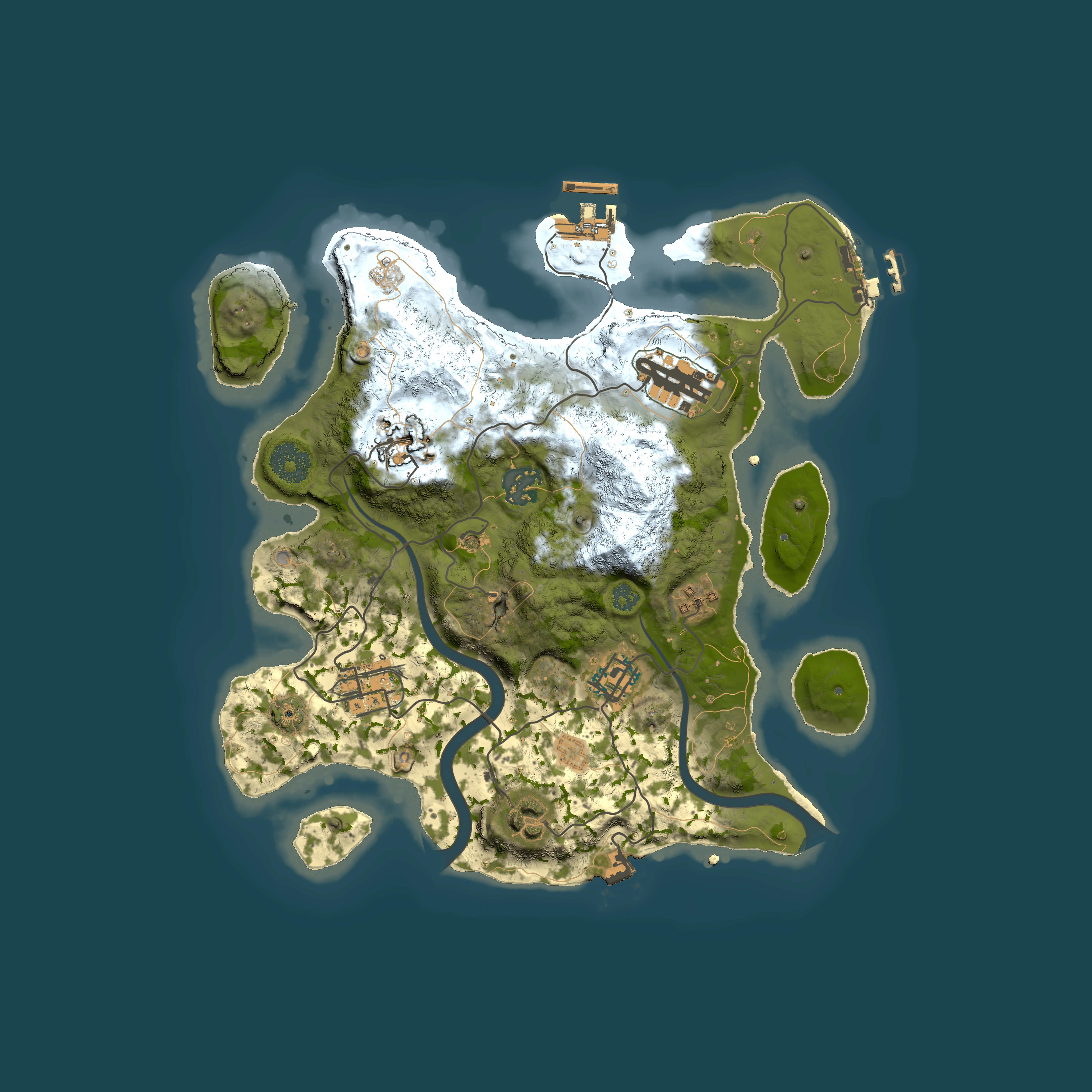 Full top-down render of Rust map seed 886092382, 3000x3000m
