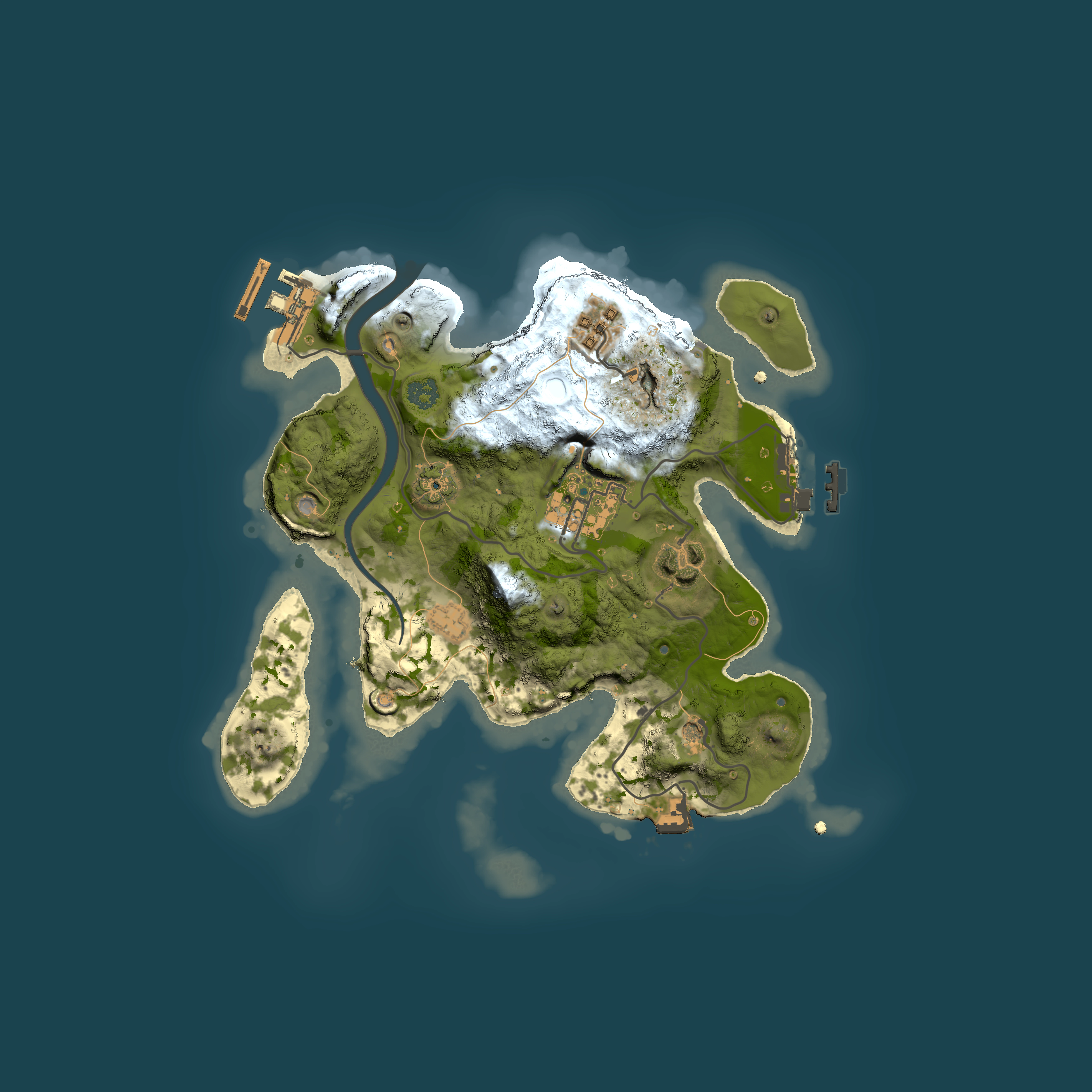 Full top-down render of Rust map seed 1189857977, 2500x2500m