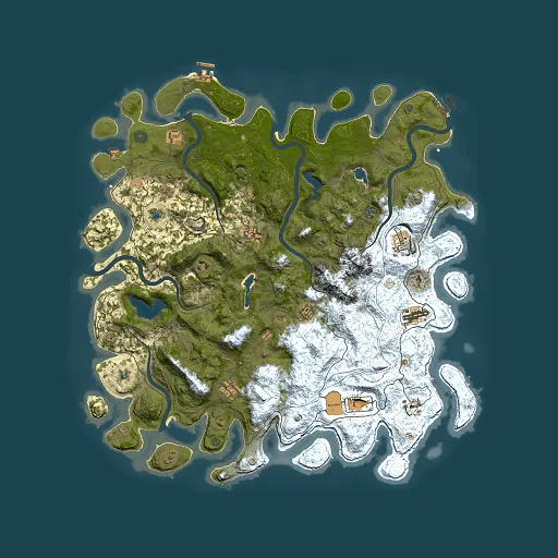 Rust map seed 686576887, 5000x5000m top-down preview