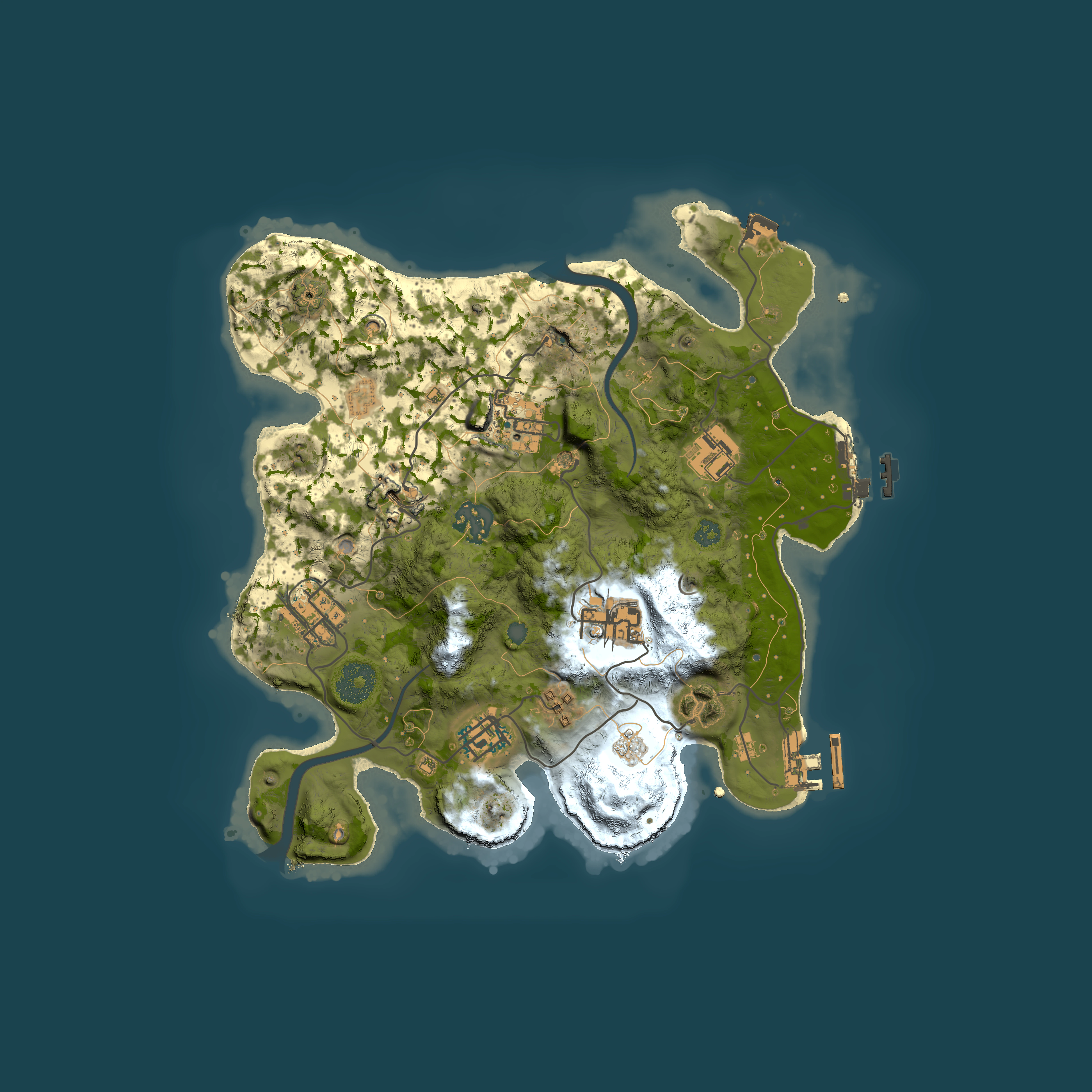 Full top-down render of Rust map seed 1819454854, 3000x3000m
