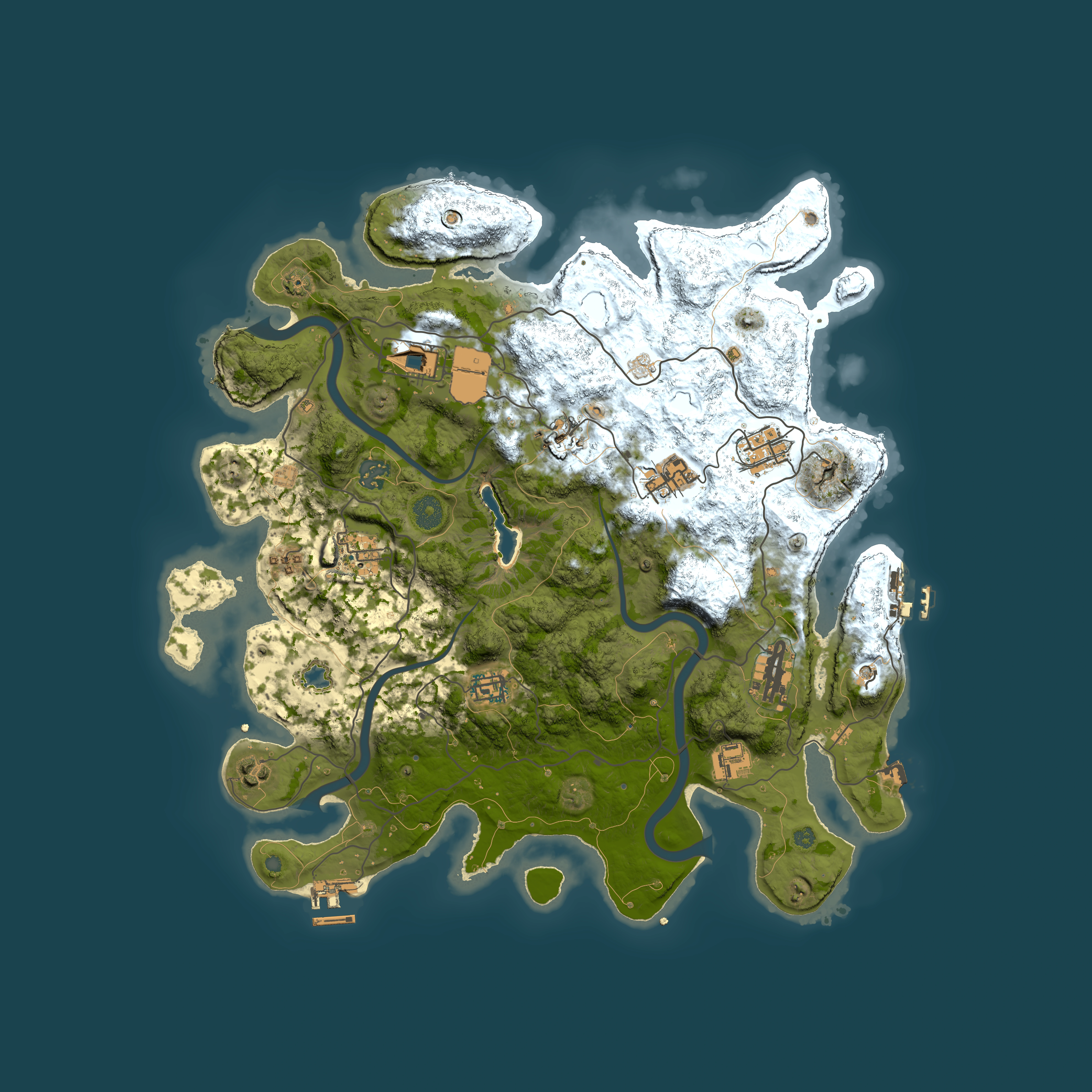Full top-down render of Rust map seed 1163045784, 4000x4000m