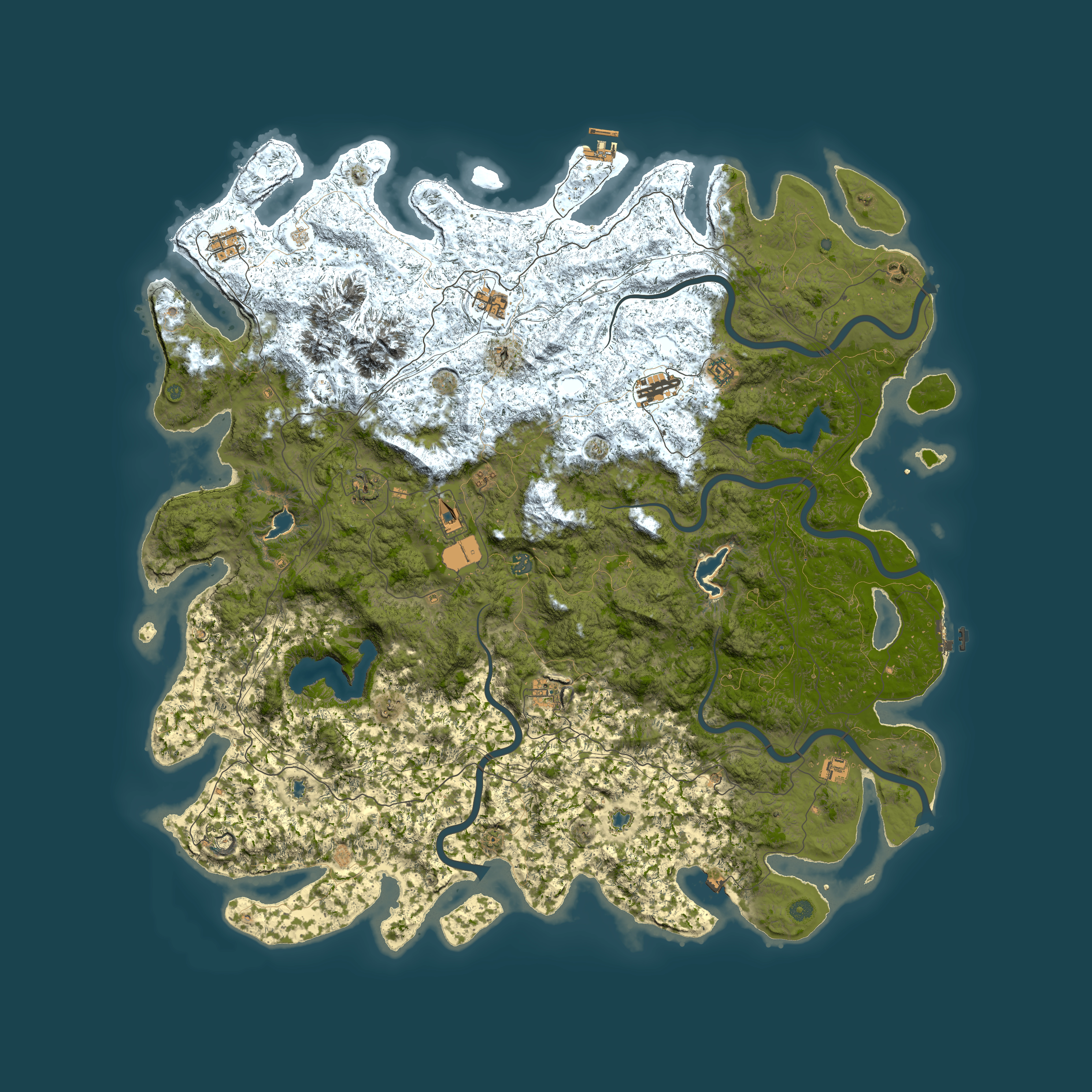 Full top-down render of Rust map seed 349190814, 6000x6000m
