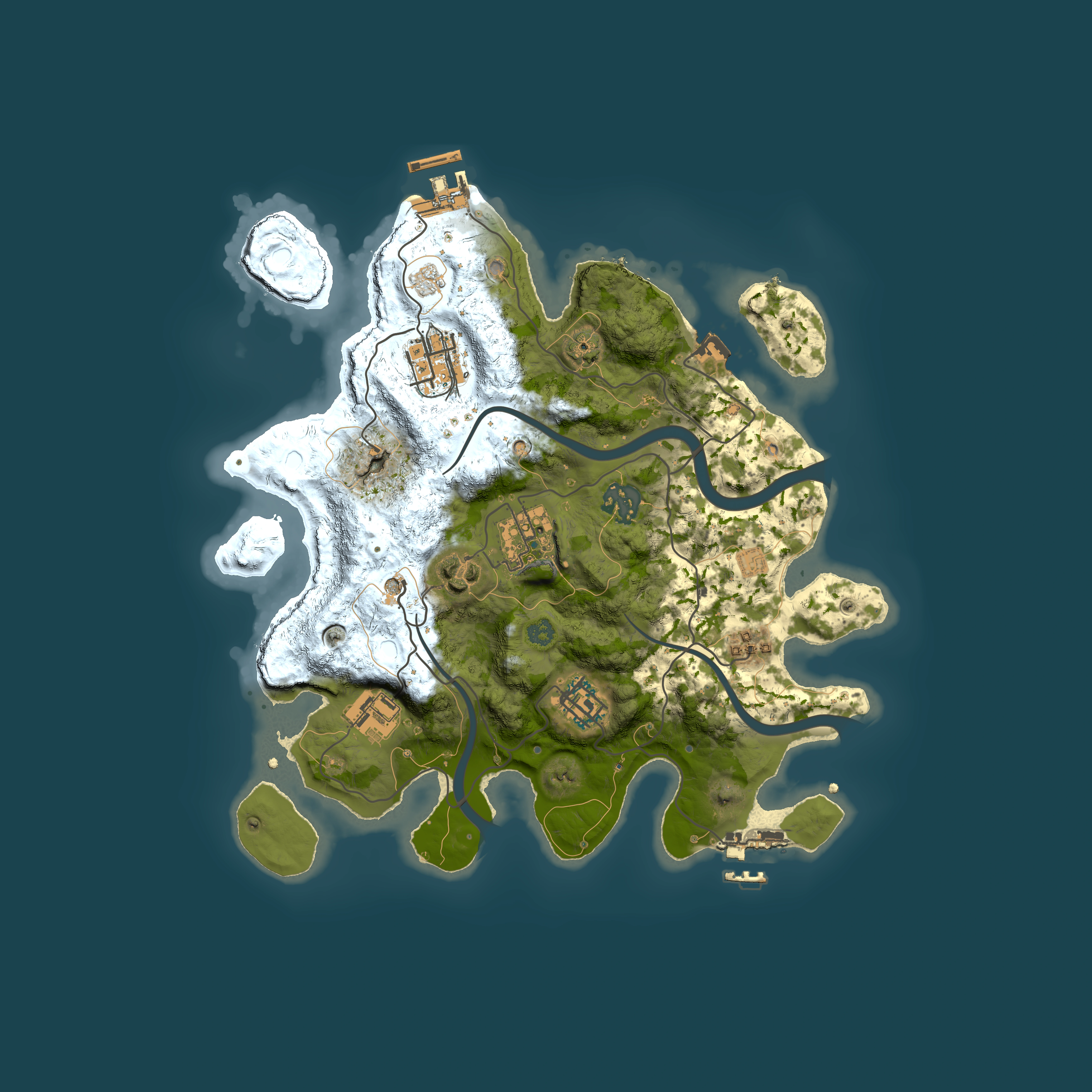 Full top-down render of Rust map seed 627188820, 3000x3000m