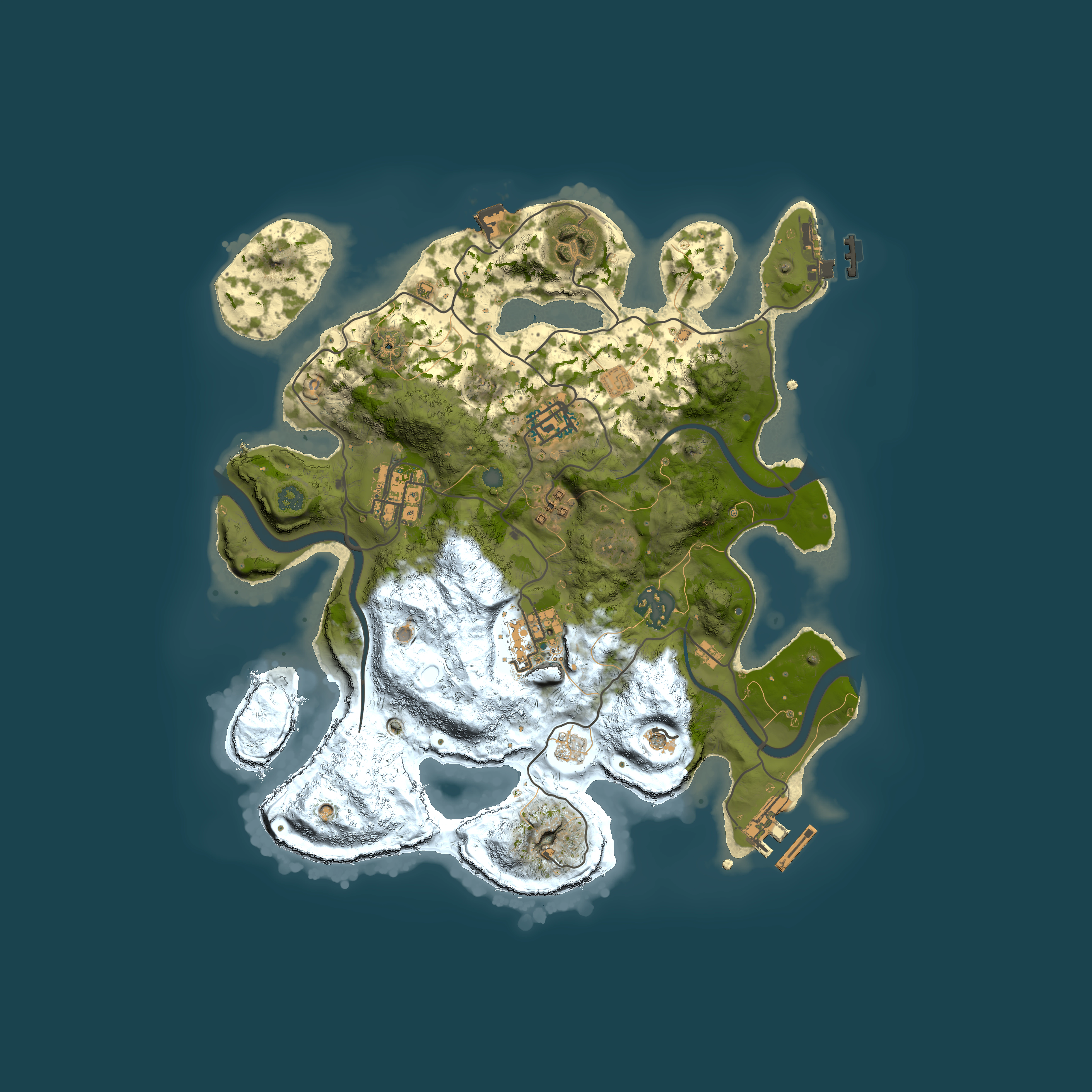 Full top-down render of Rust map seed 1467091765, 3000x3000m