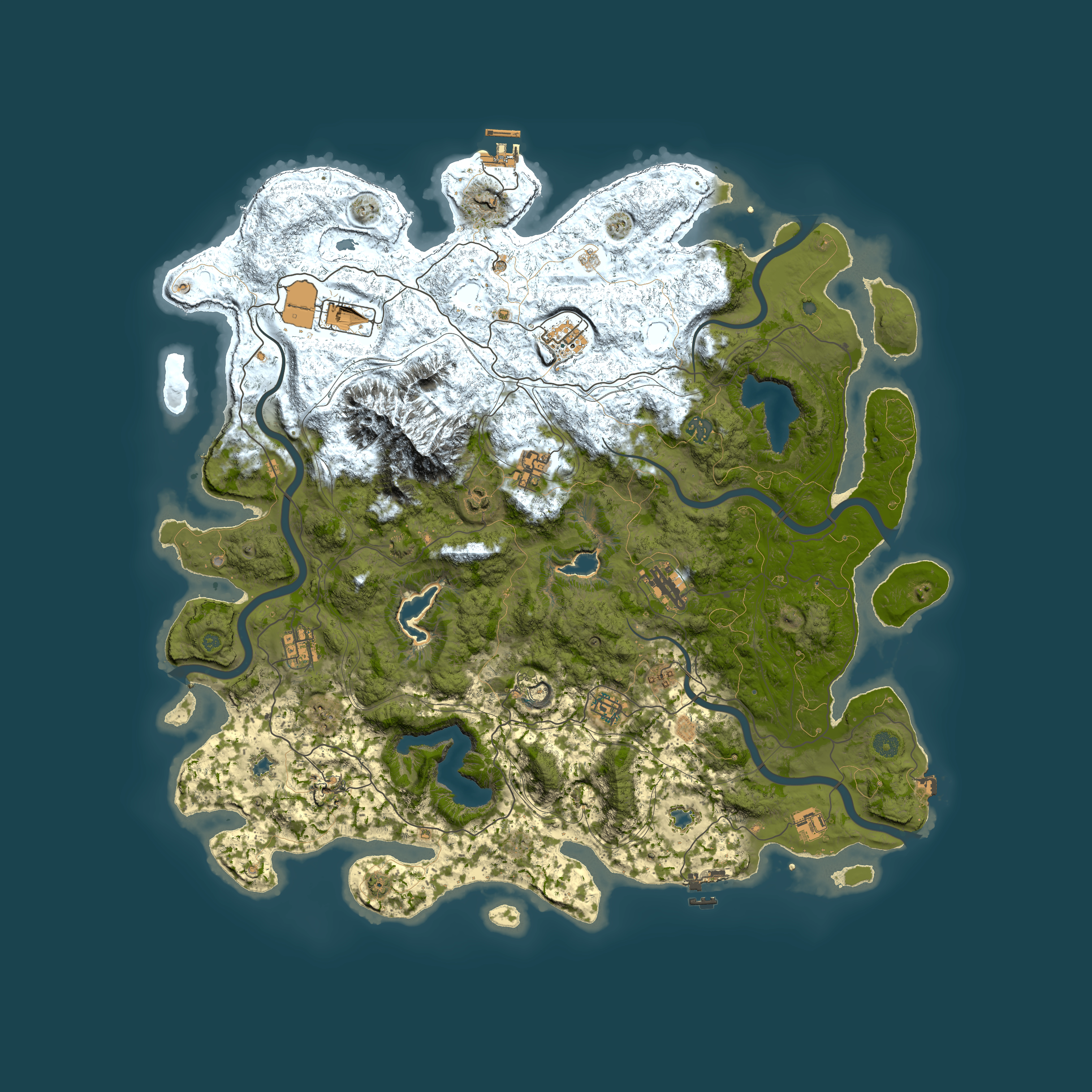 Full top-down render of Rust map seed 1296319602, 5000x5000m