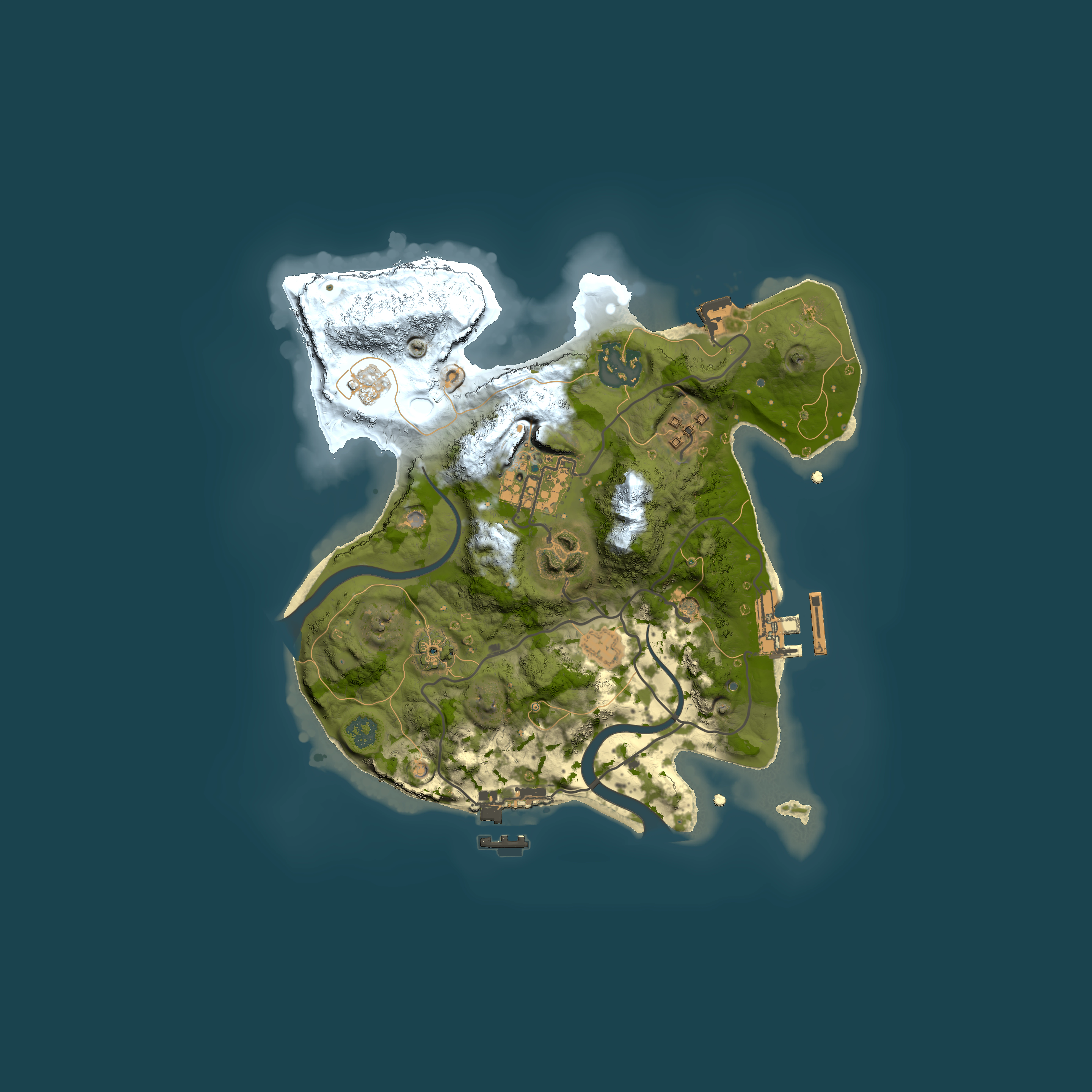 Full top-down render of Rust map seed 1639862677, 2500x2500m
