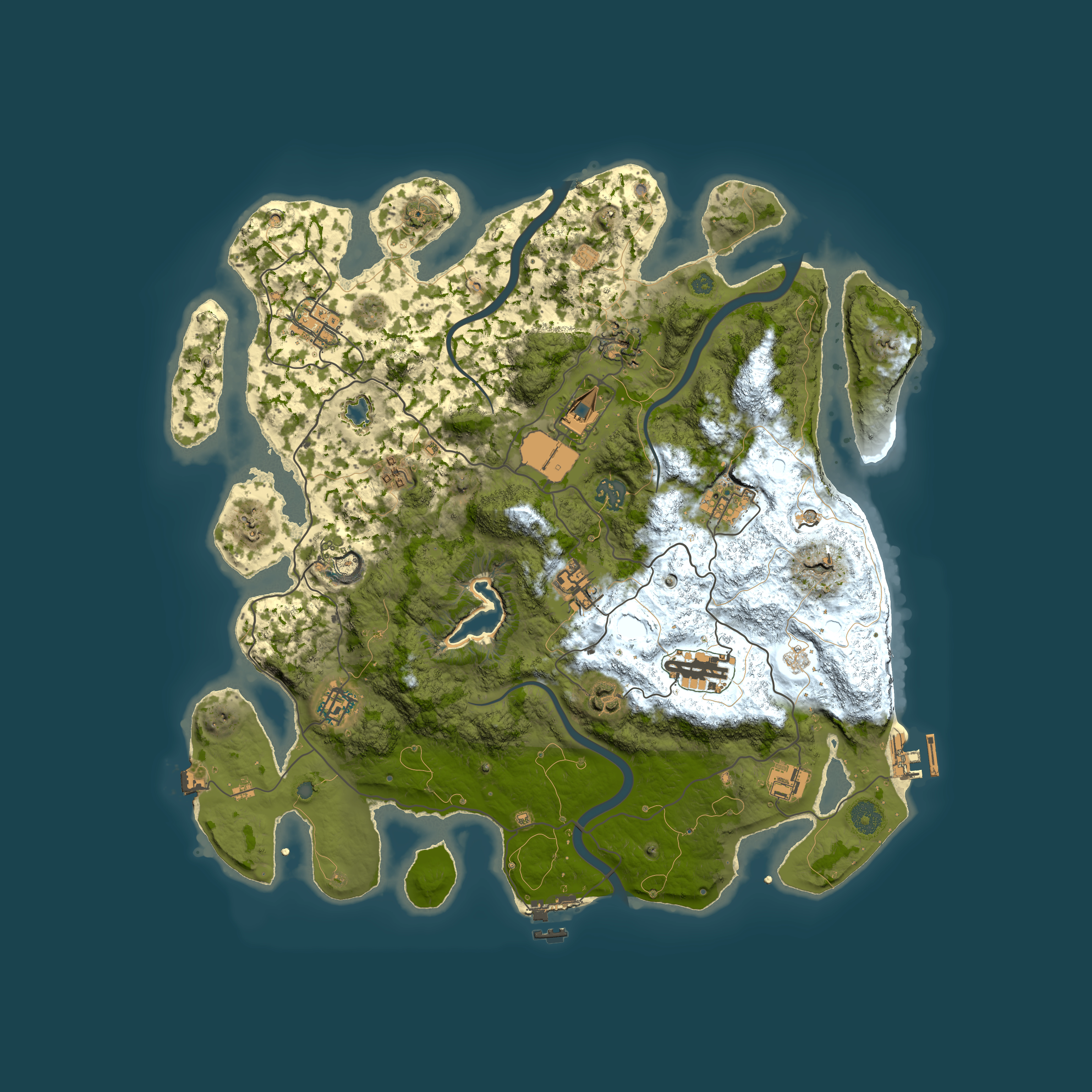 Full top-down render of Rust map seed 1494468734, 4000x4000m