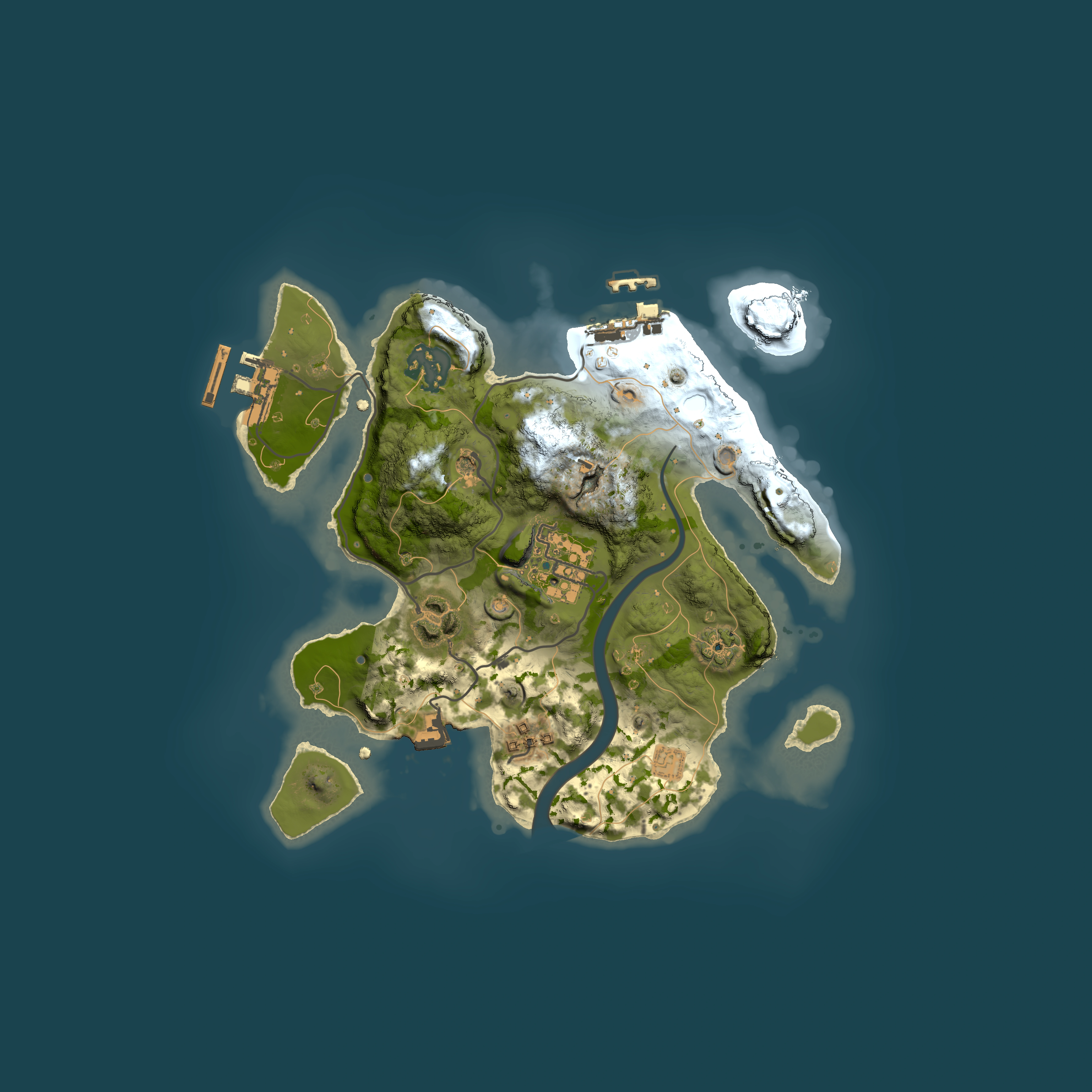 Full top-down render of Rust map seed 1245411609, 2500x2500m