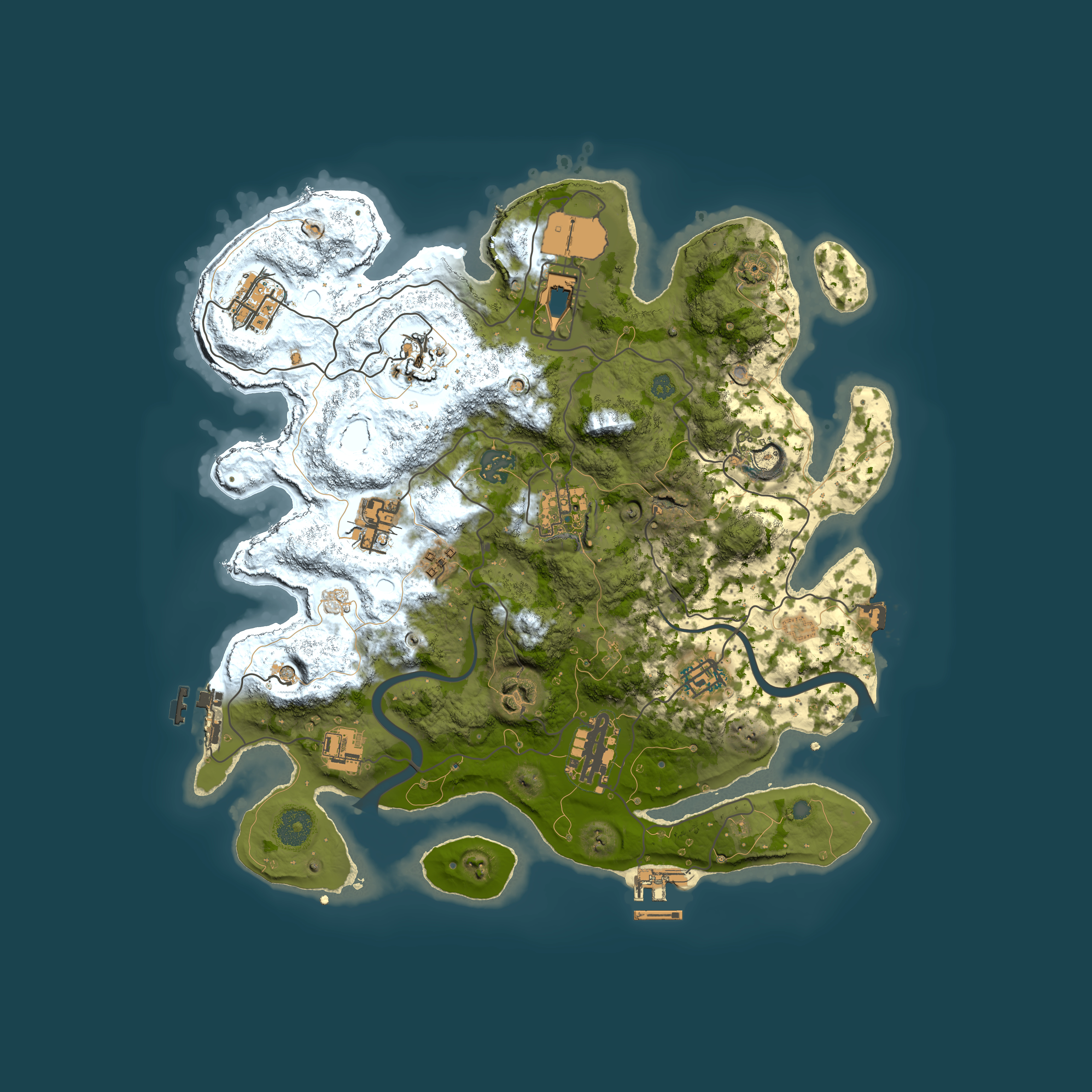 Full top-down render of Rust map seed 1319408928, 3500x3500m