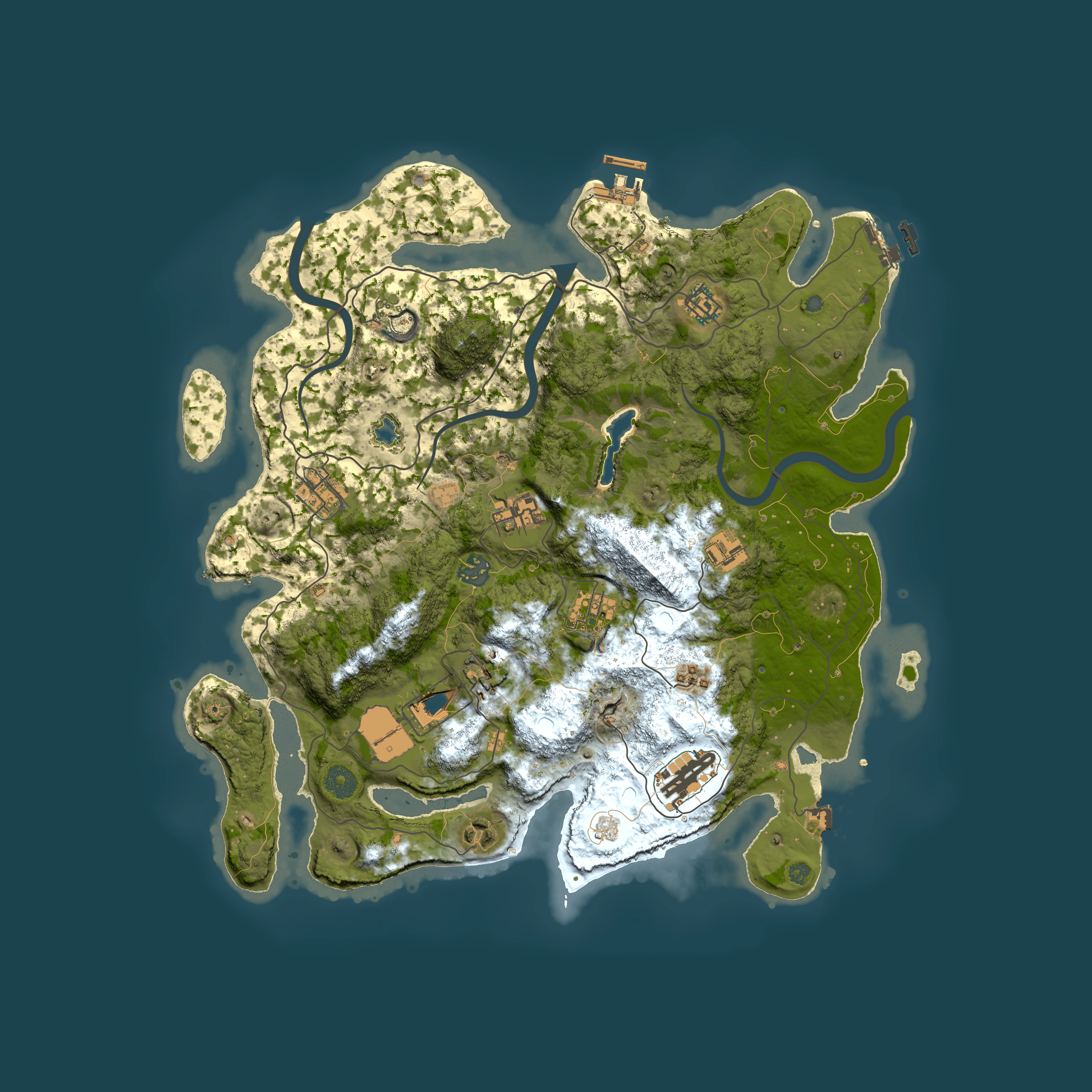 Full top-down render of Rust map seed 677093467, 4000x4000m