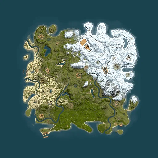 Rust map seed 1411484962, 5000x5000m top-down preview