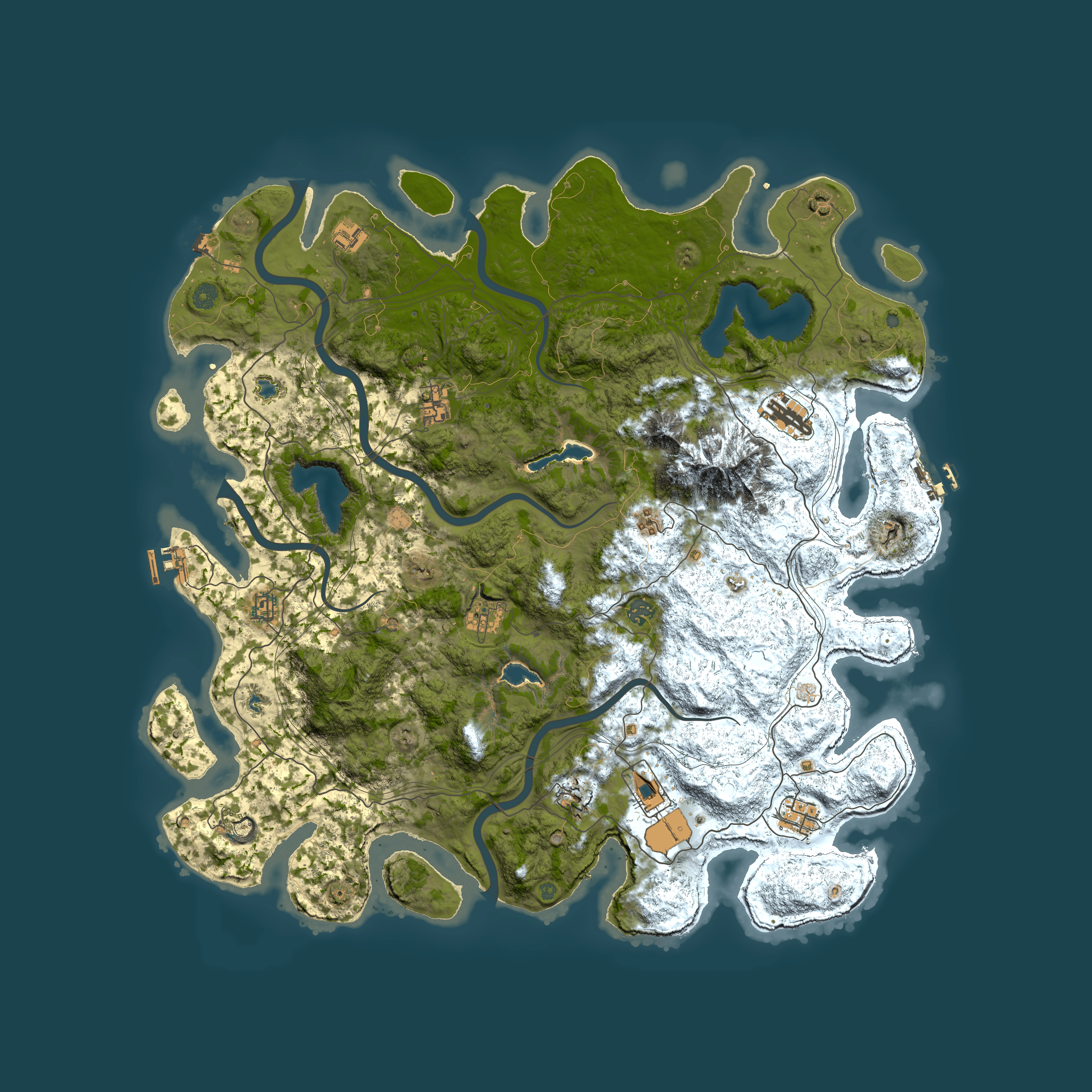 Full top-down render of Rust map seed 195692310, 5000x5000m