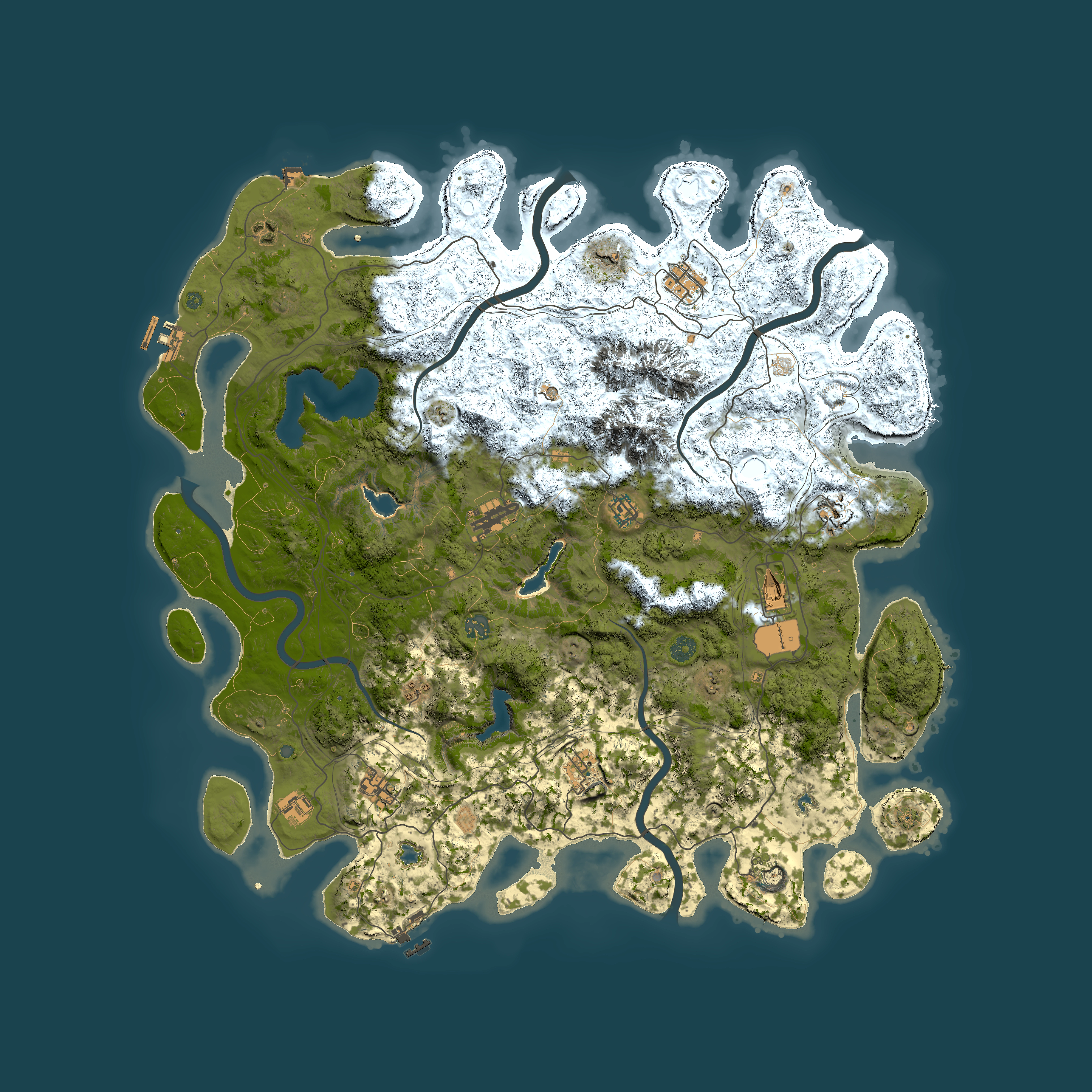 Full top-down render of Rust map seed 835079157, 5000x5000m