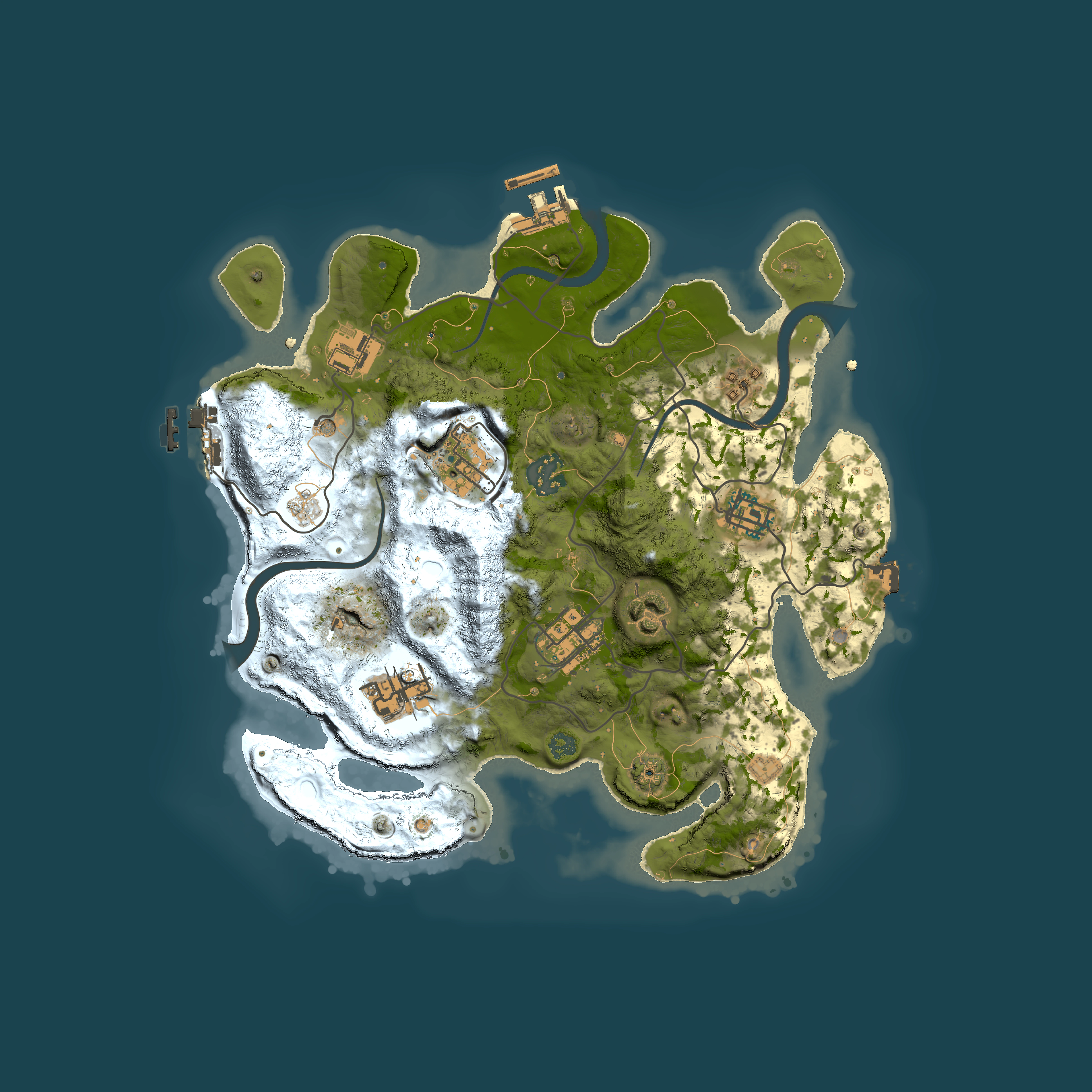 Full top-down render of Rust map seed 292928767, 3000x3000m