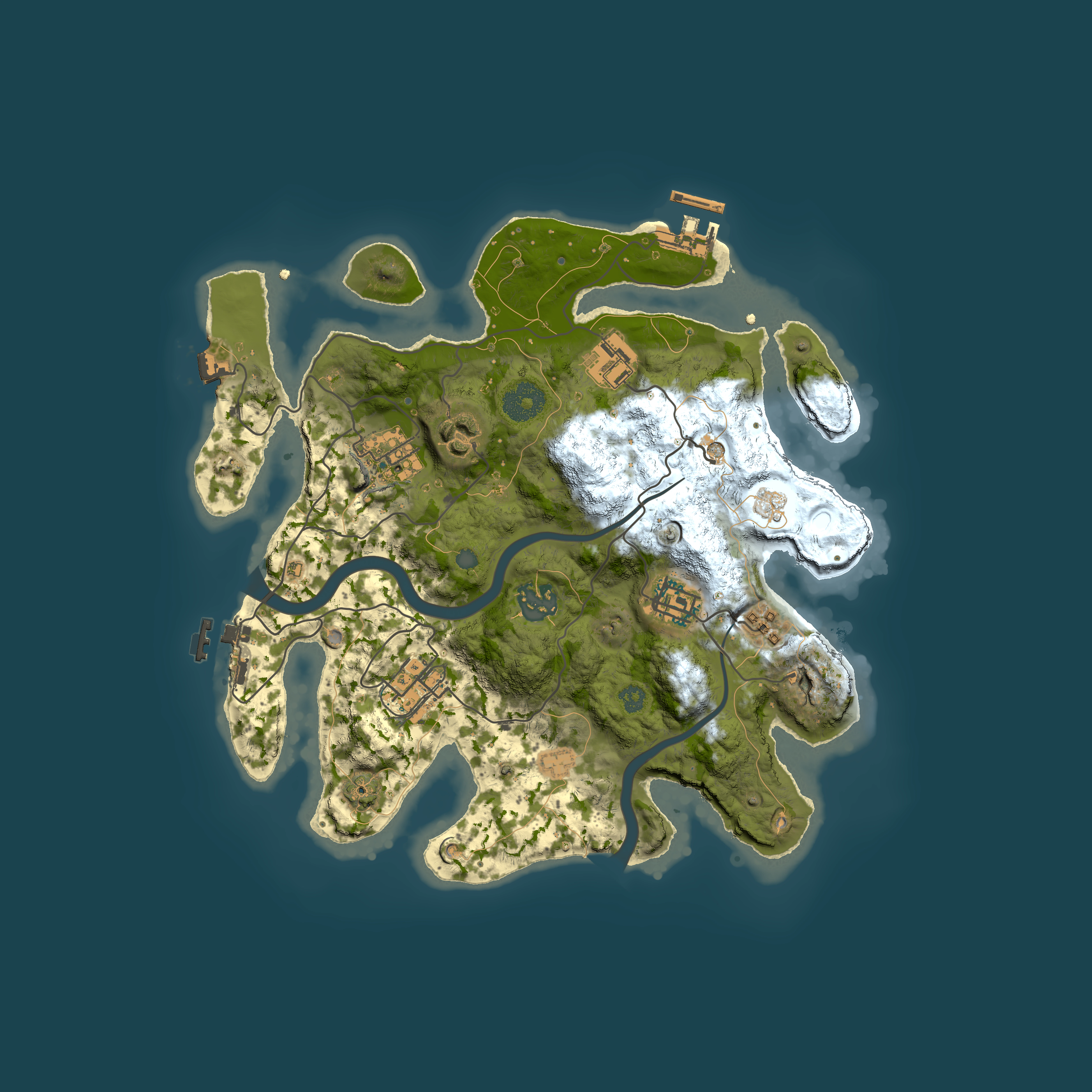 Full top-down render of Rust map seed 1695509219, 3000x3000m