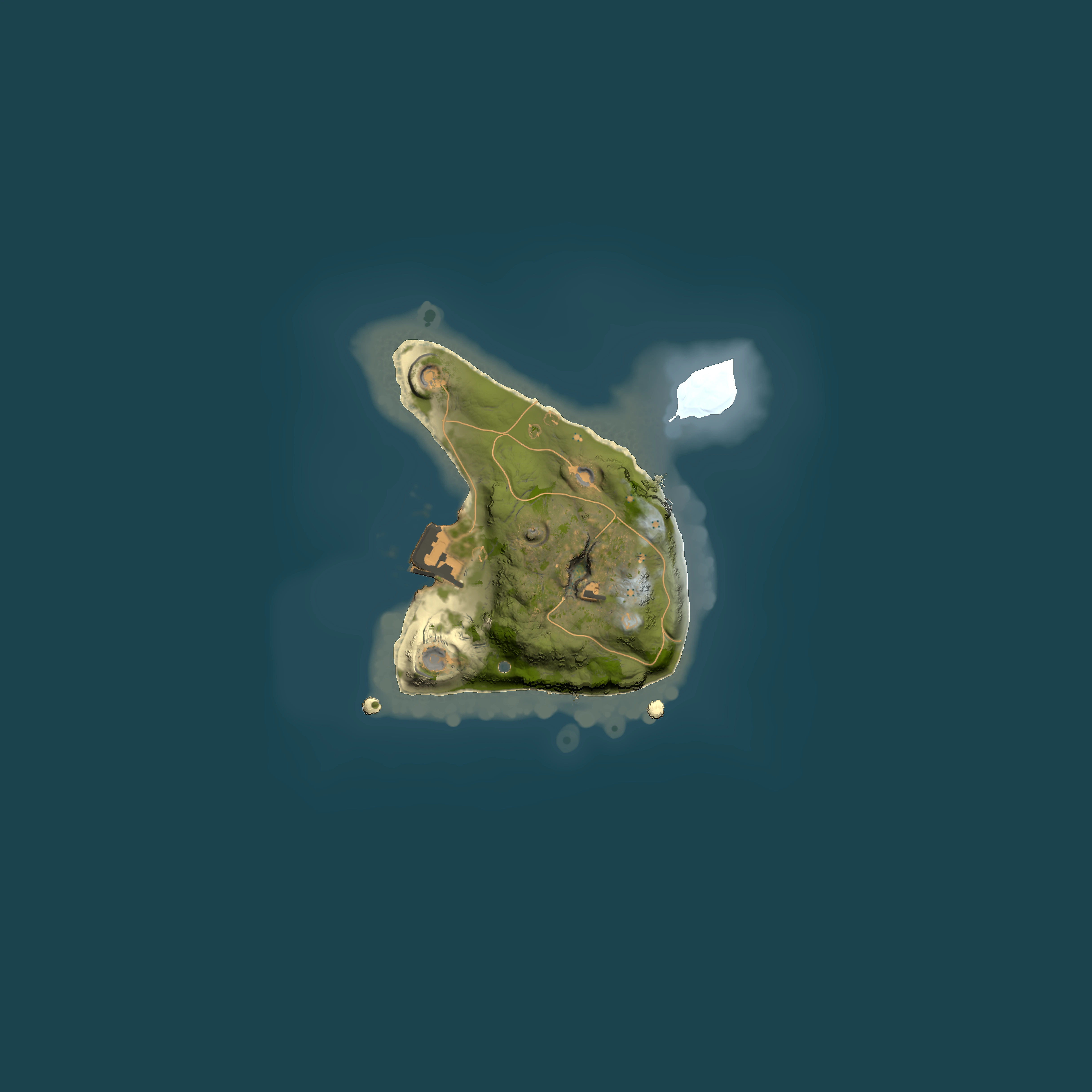 Full top-down render of Rust map seed 1288413505, 1500x1500m