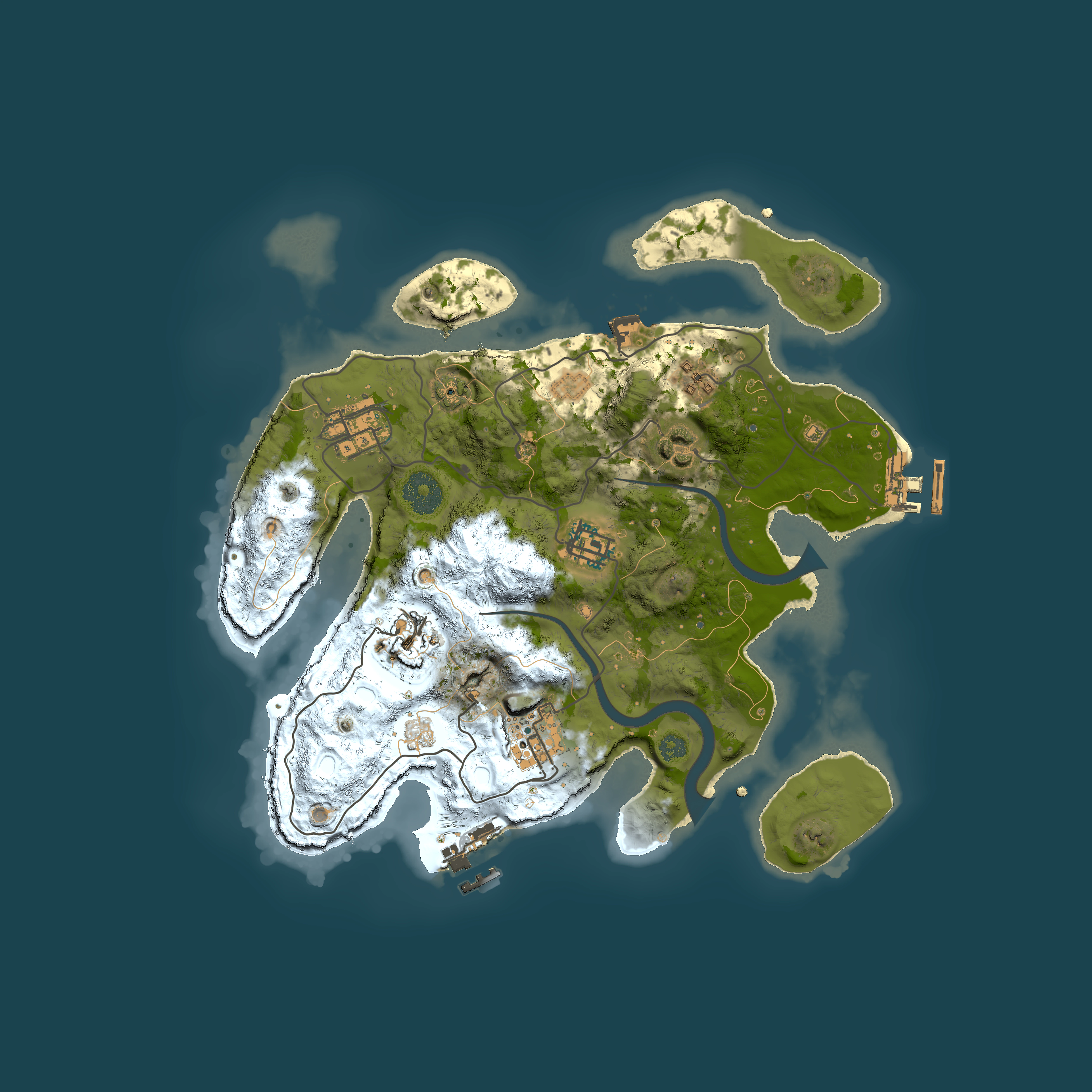 Full top-down render of Rust map seed 62041247, 3000x3000m