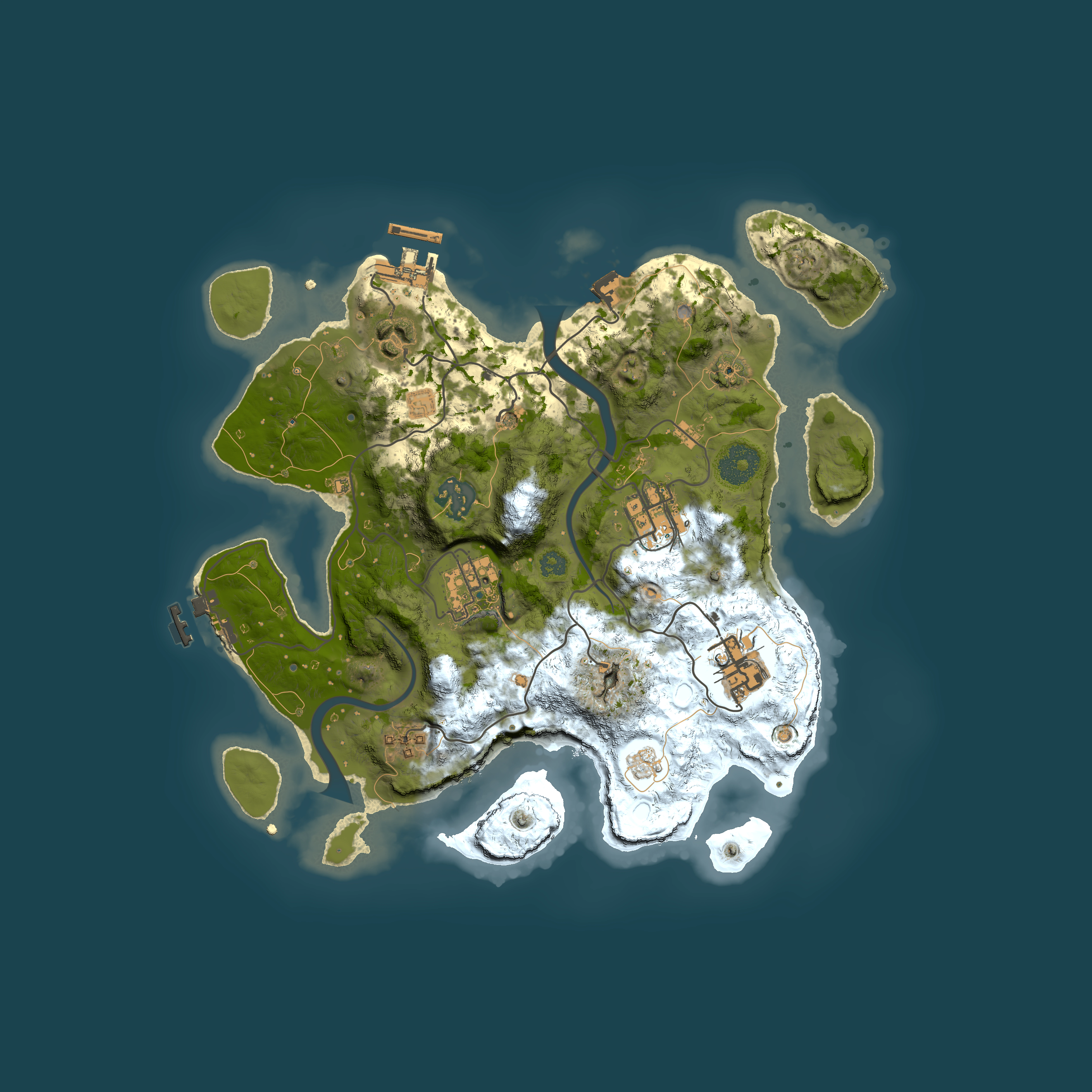 Full top-down render of Rust map seed 881004351, 3000x3000m