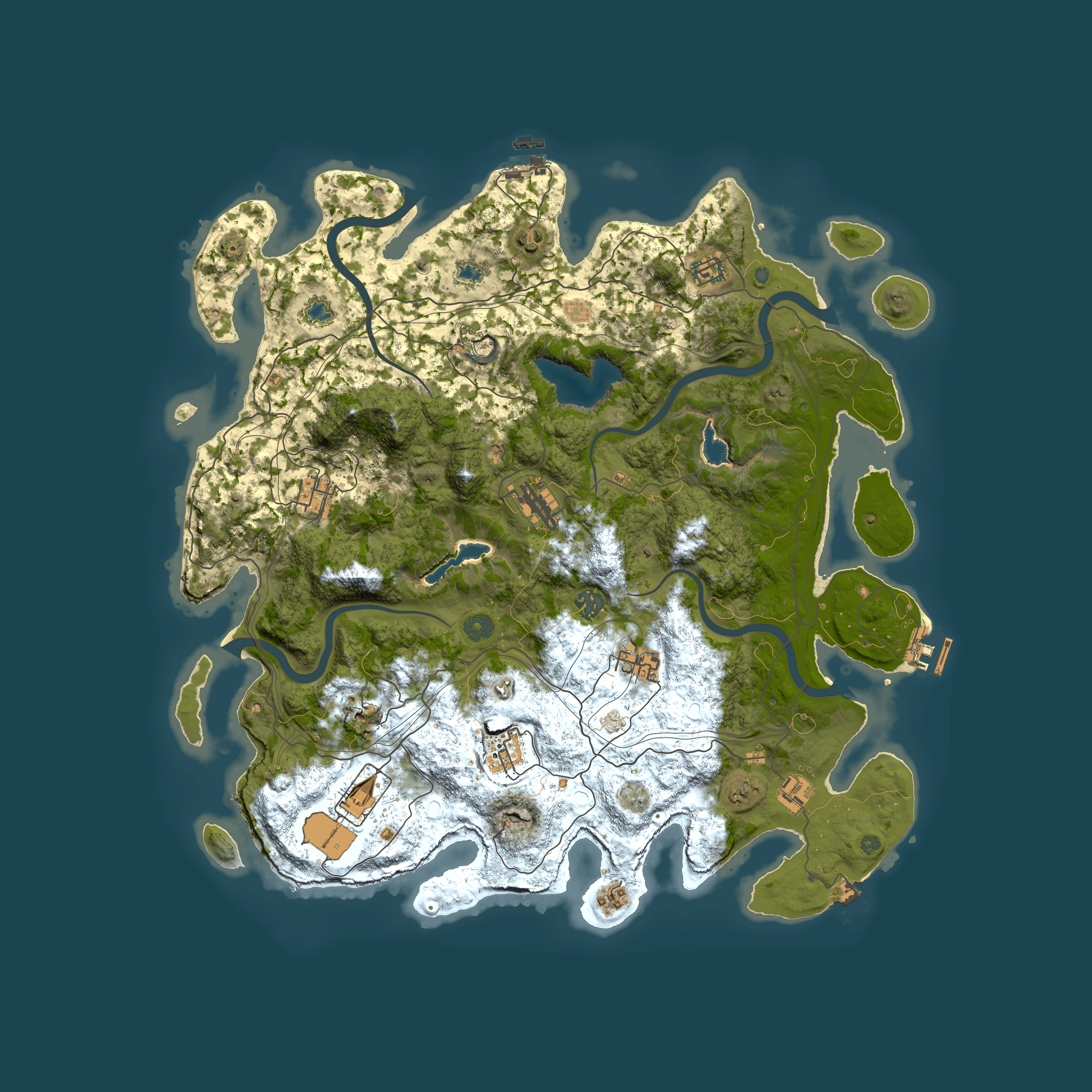 Full top-down render of Rust map seed 1317163543, 4500x4500m