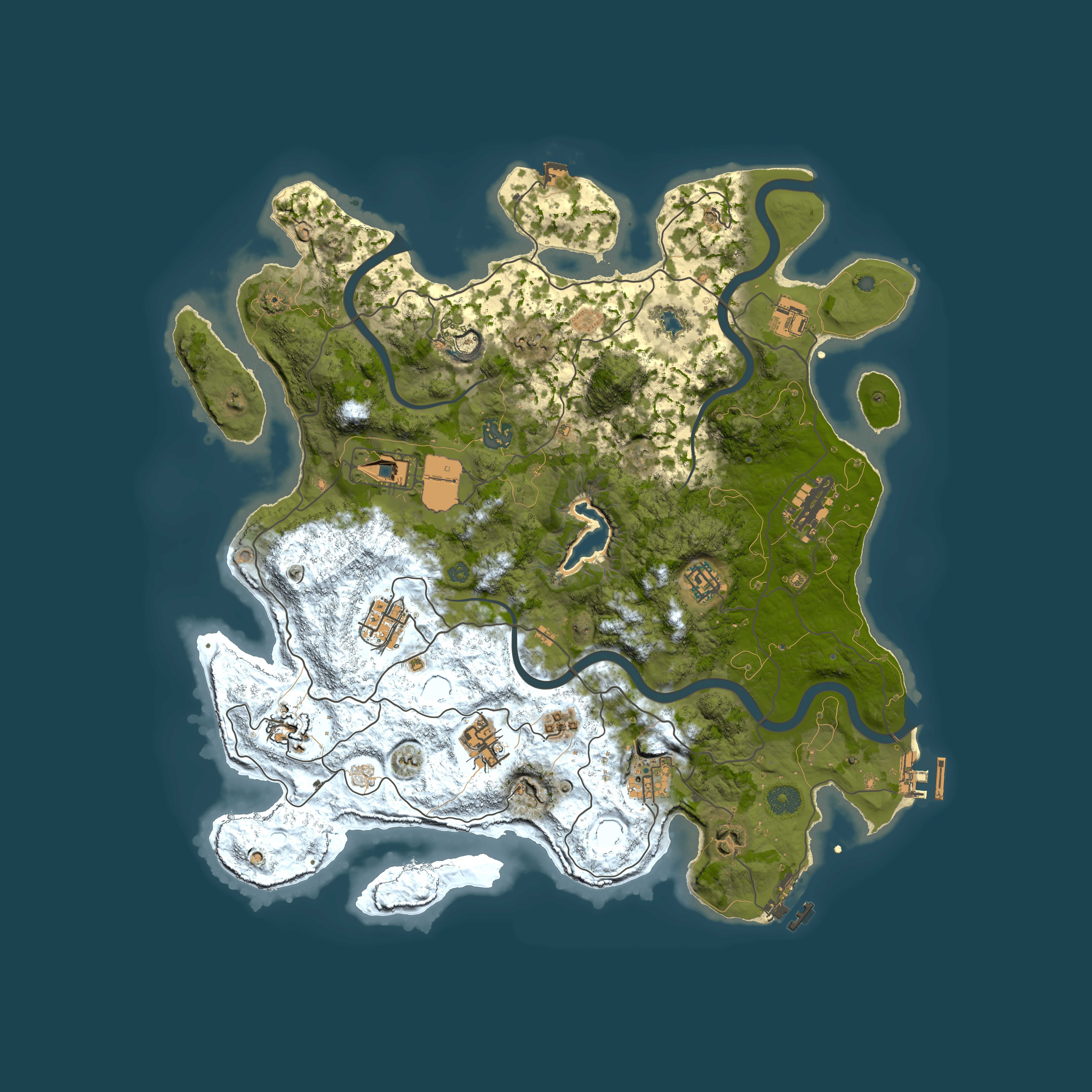 Full top-down render of Rust map seed 957246587, 4000x4000m
