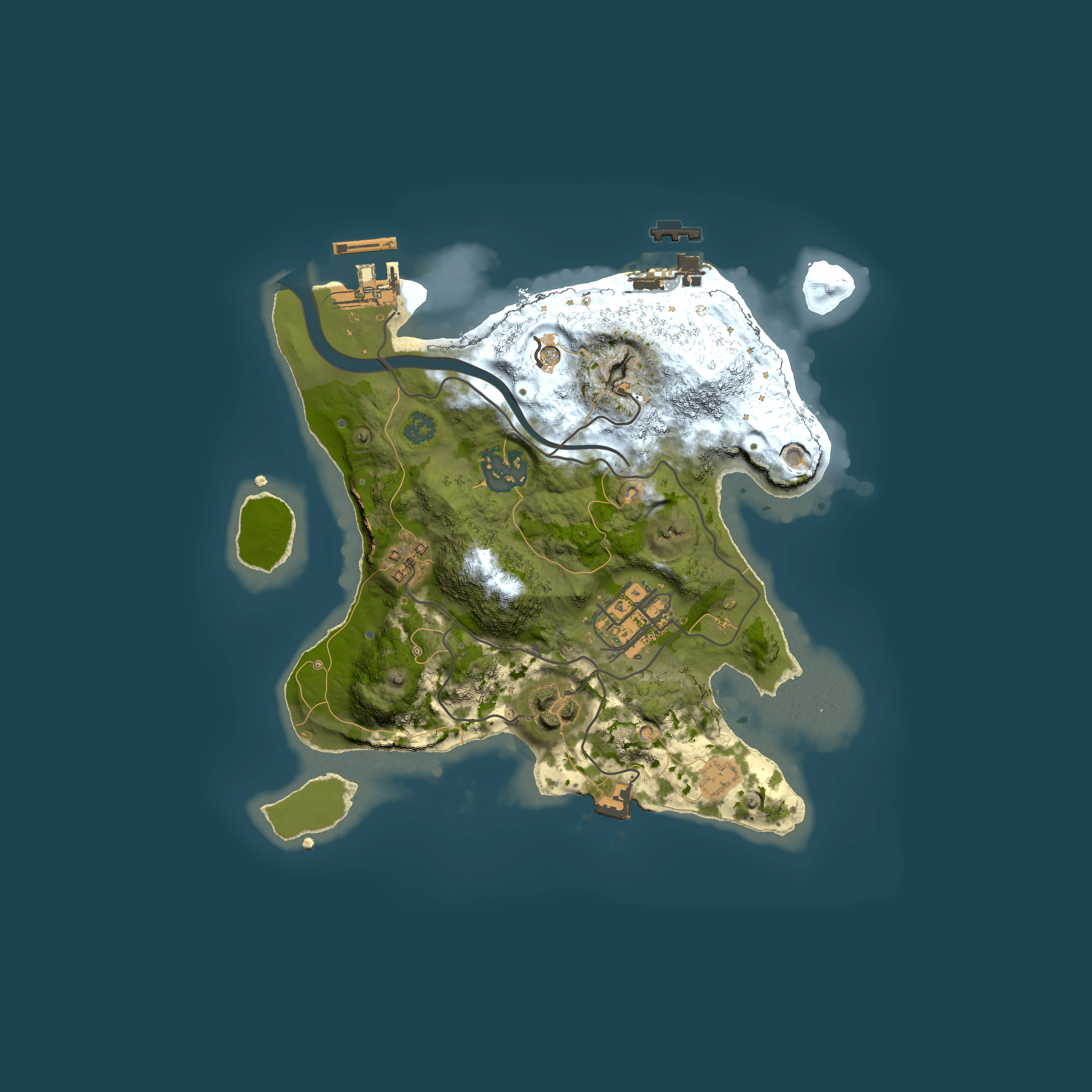 Full top-down render of Rust map seed 406397871, 2500x2500m