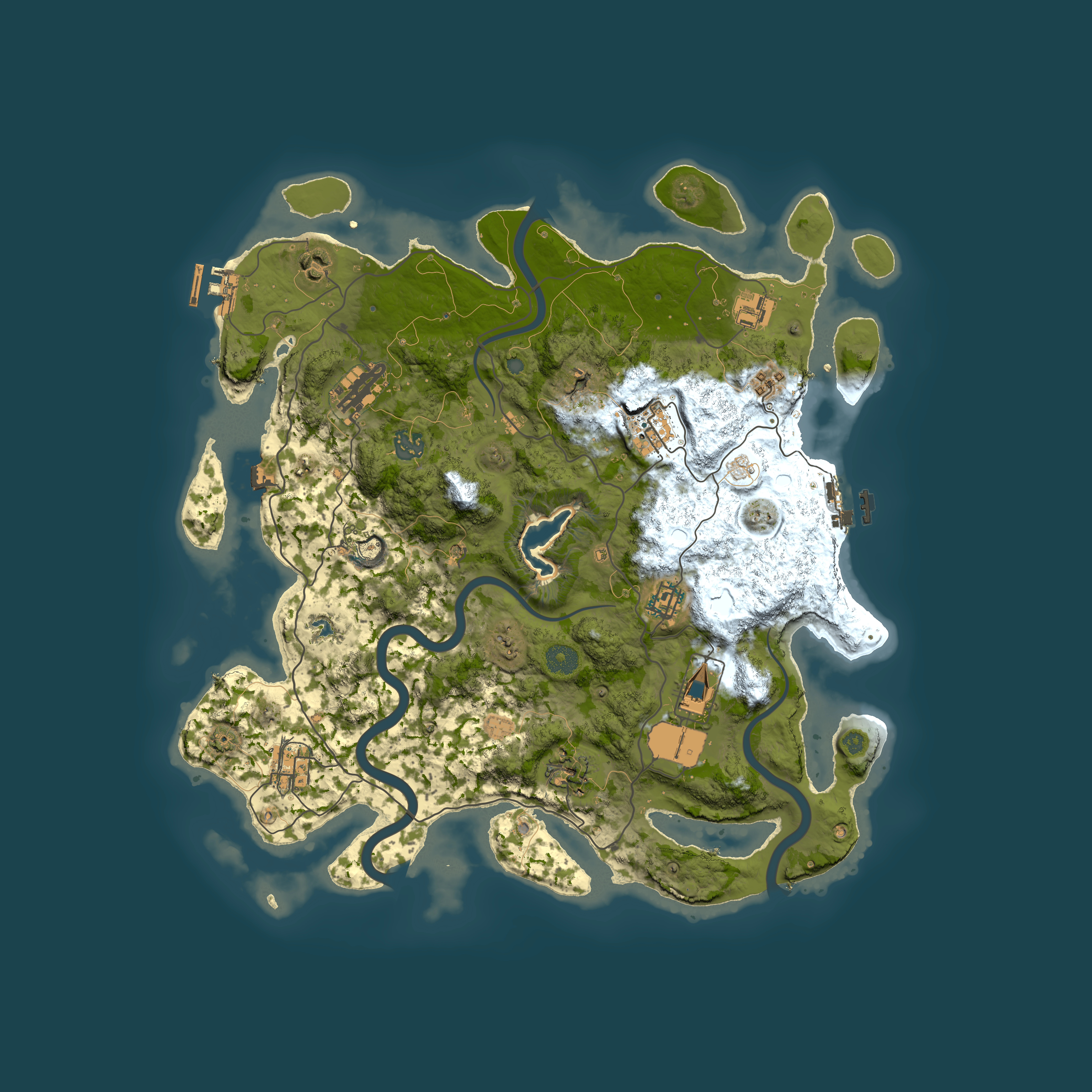 Full top-down render of Rust map seed 1087706722, 4000x4000m