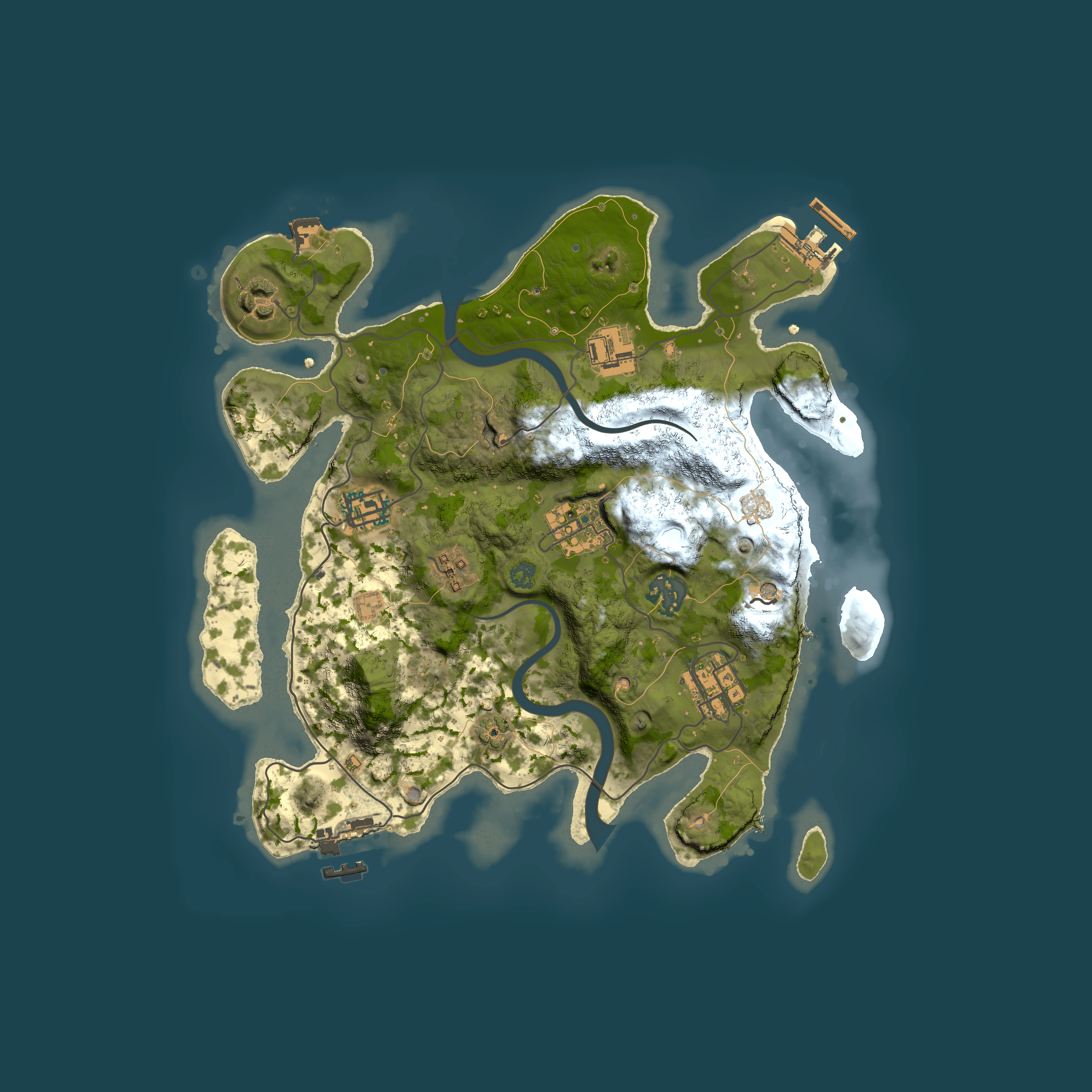 Full top-down render of Rust map seed 1360325192, 3000x3000m