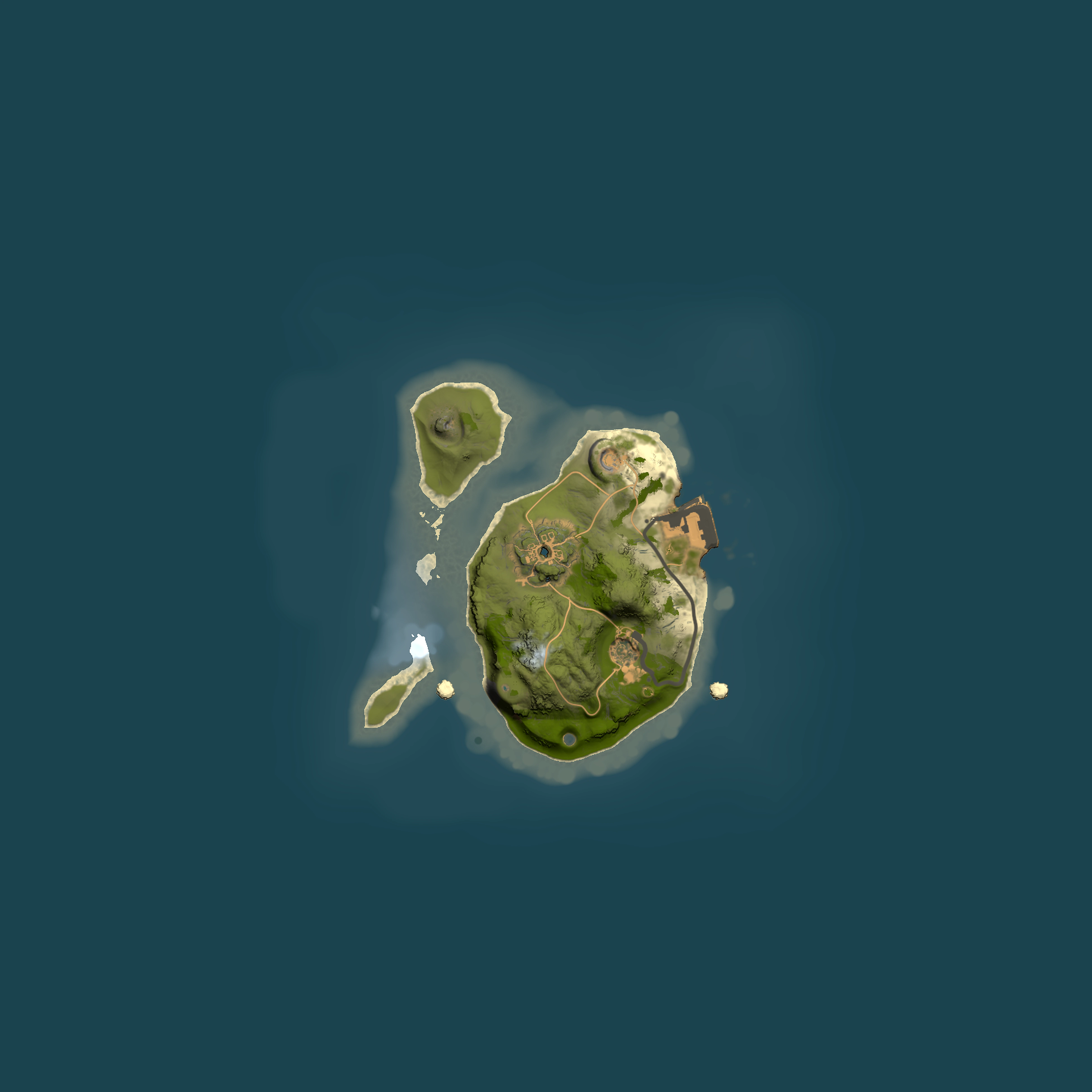 Full top-down render of Rust map seed 231343516, 1500x1500m