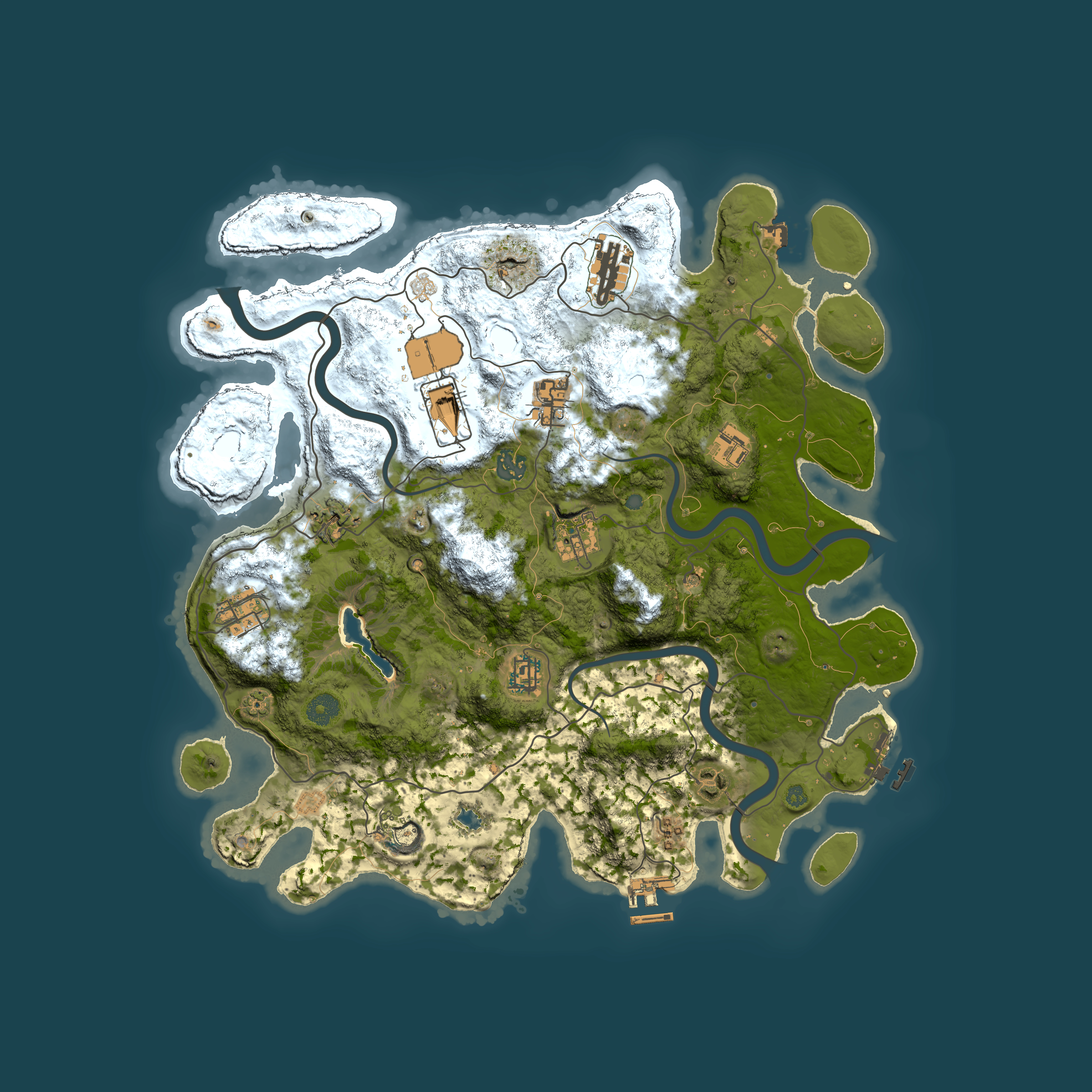 Full top-down render of Rust map seed 628046195, 4000x4000m