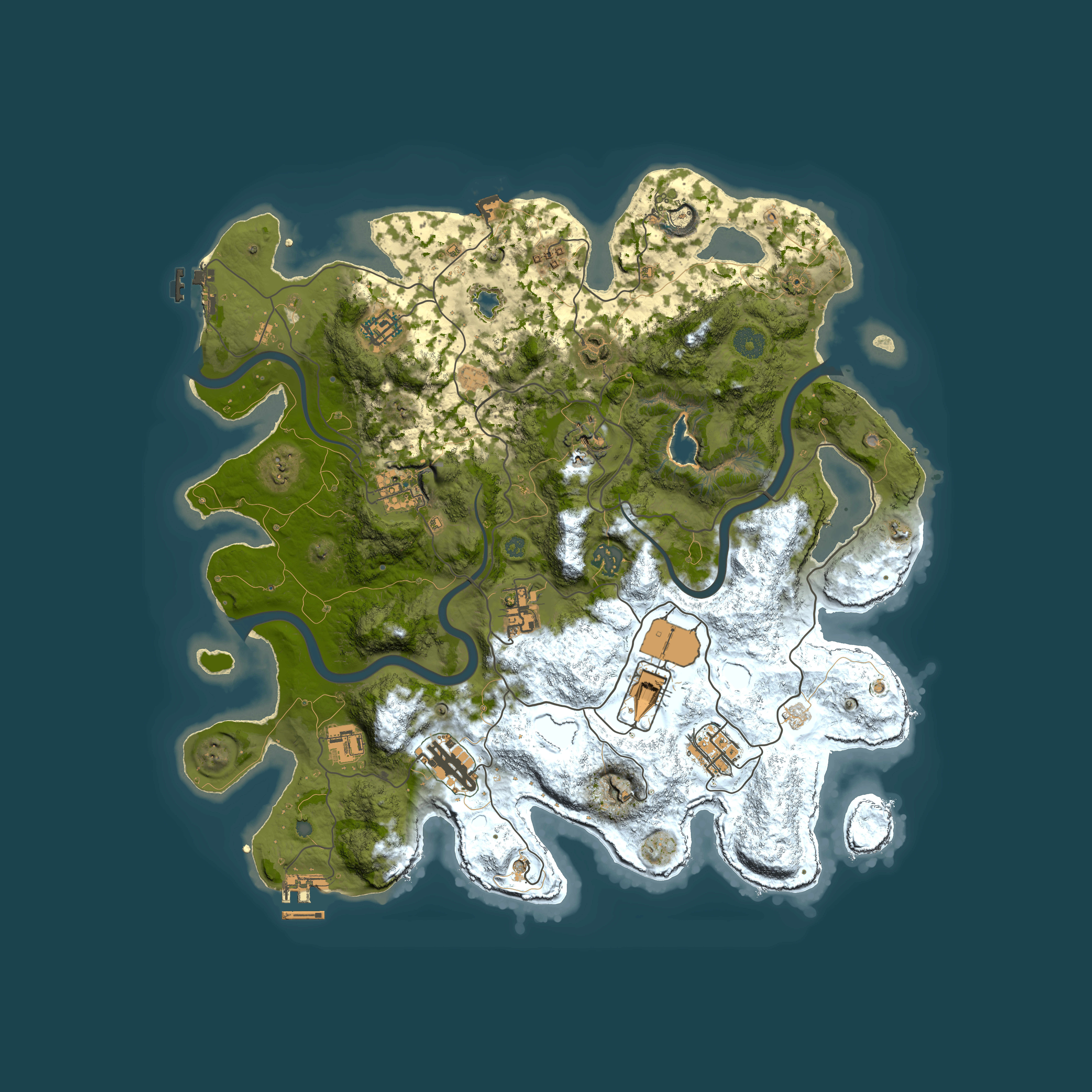 Full top-down render of Rust map seed 256846845, 4000x4000m
