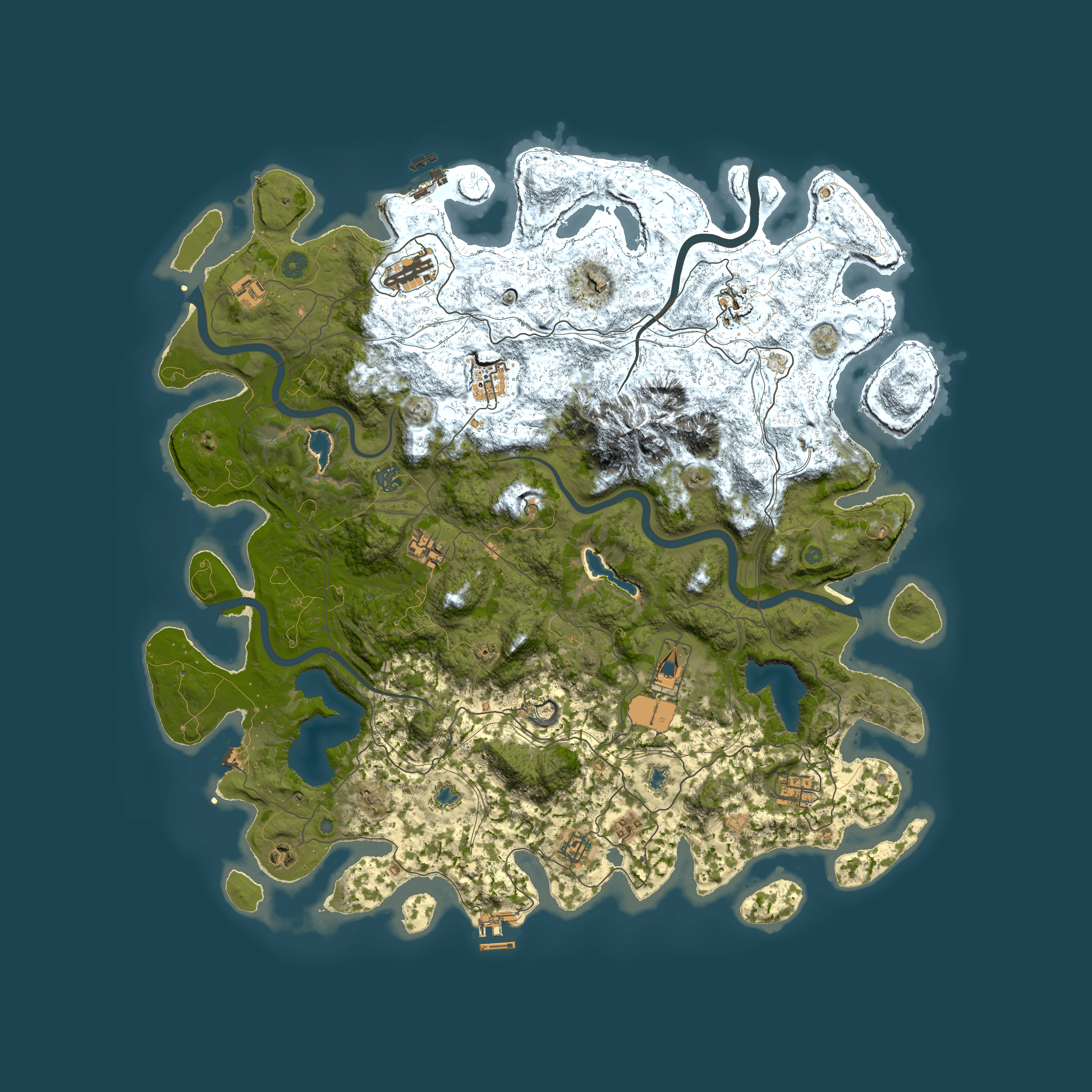 Full top-down render of Rust map seed 235173590, 5000x5000m