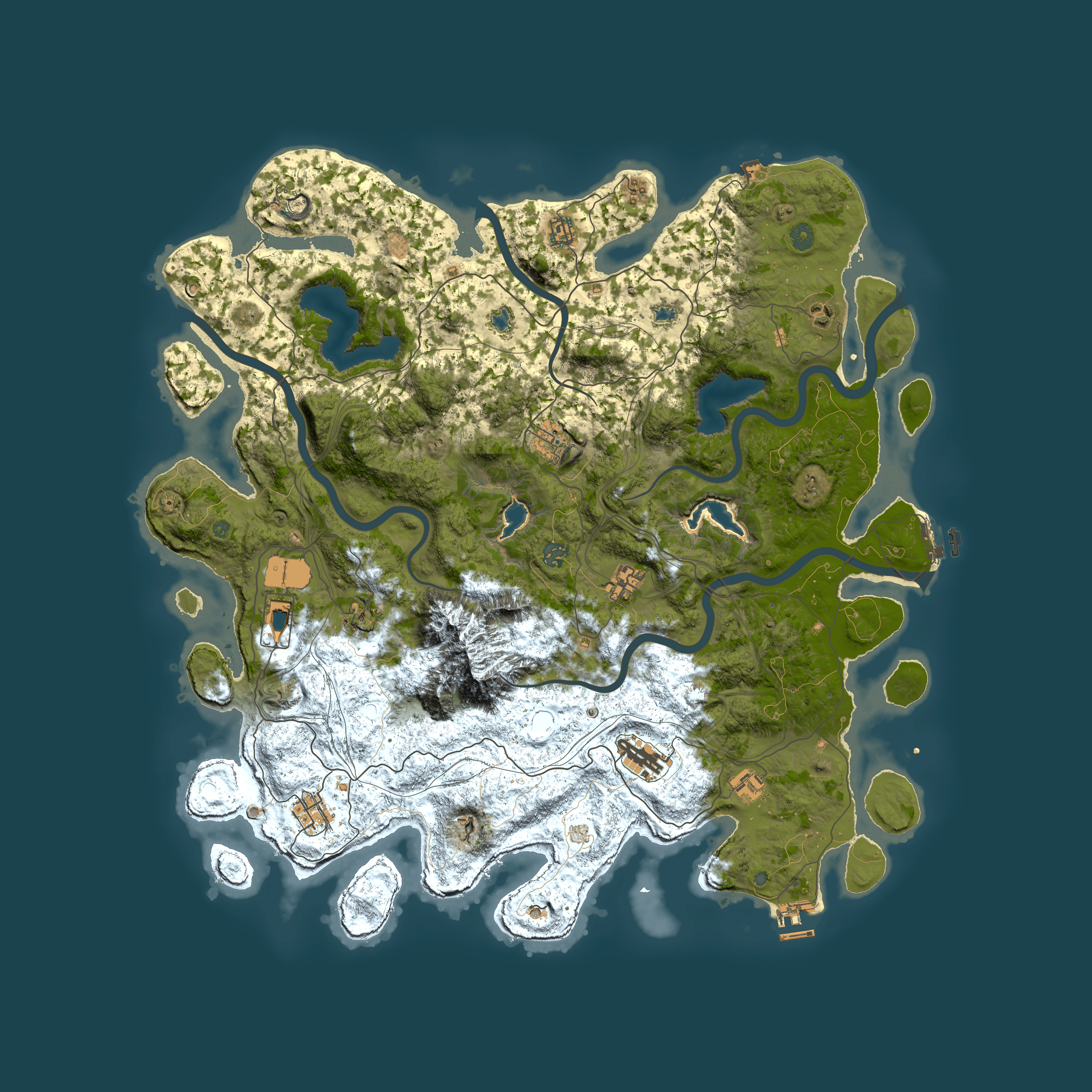 Full top-down render of Rust map seed 46426023, 5000x5000m