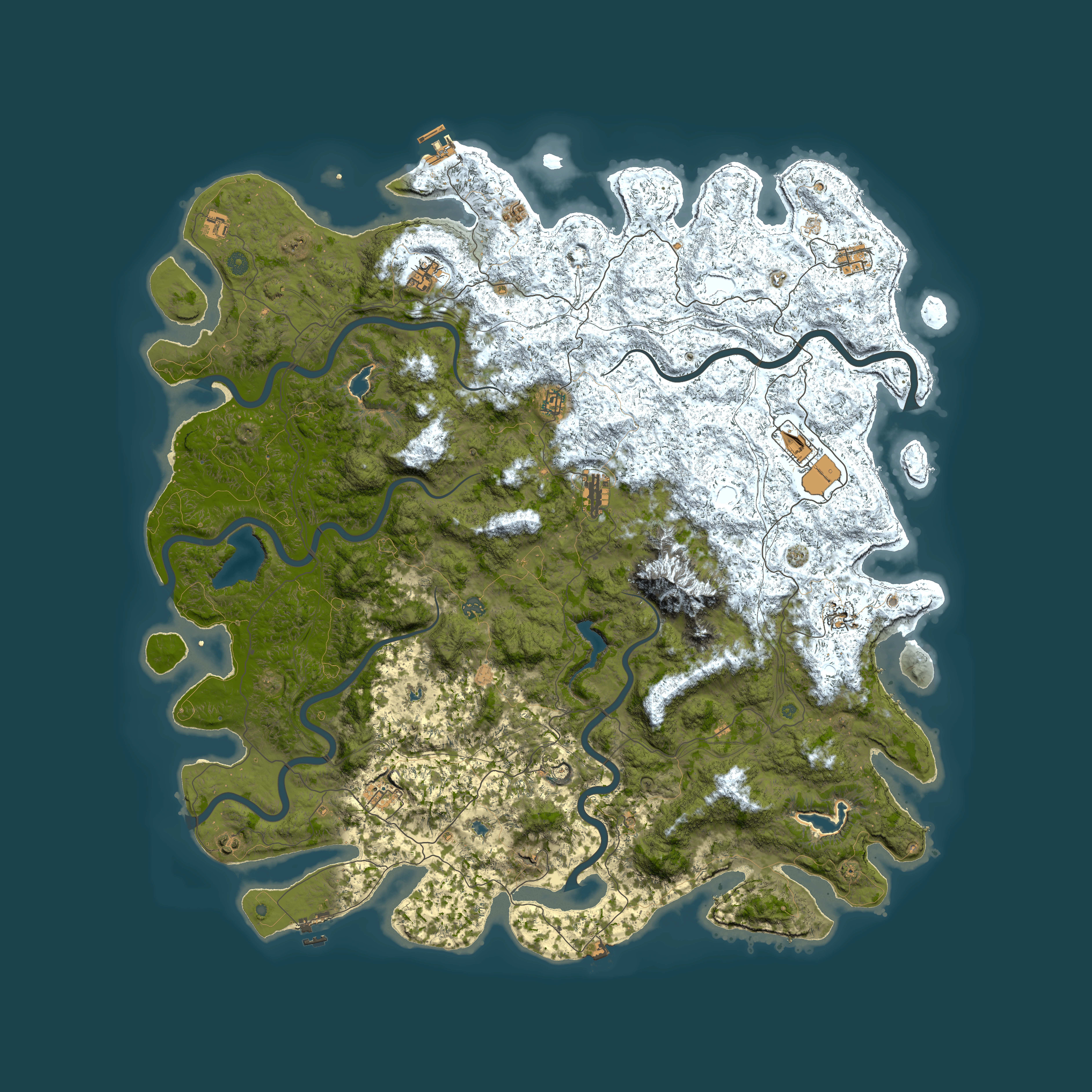 Full top-down render of Rust map seed 1812305829, 6000x6000m