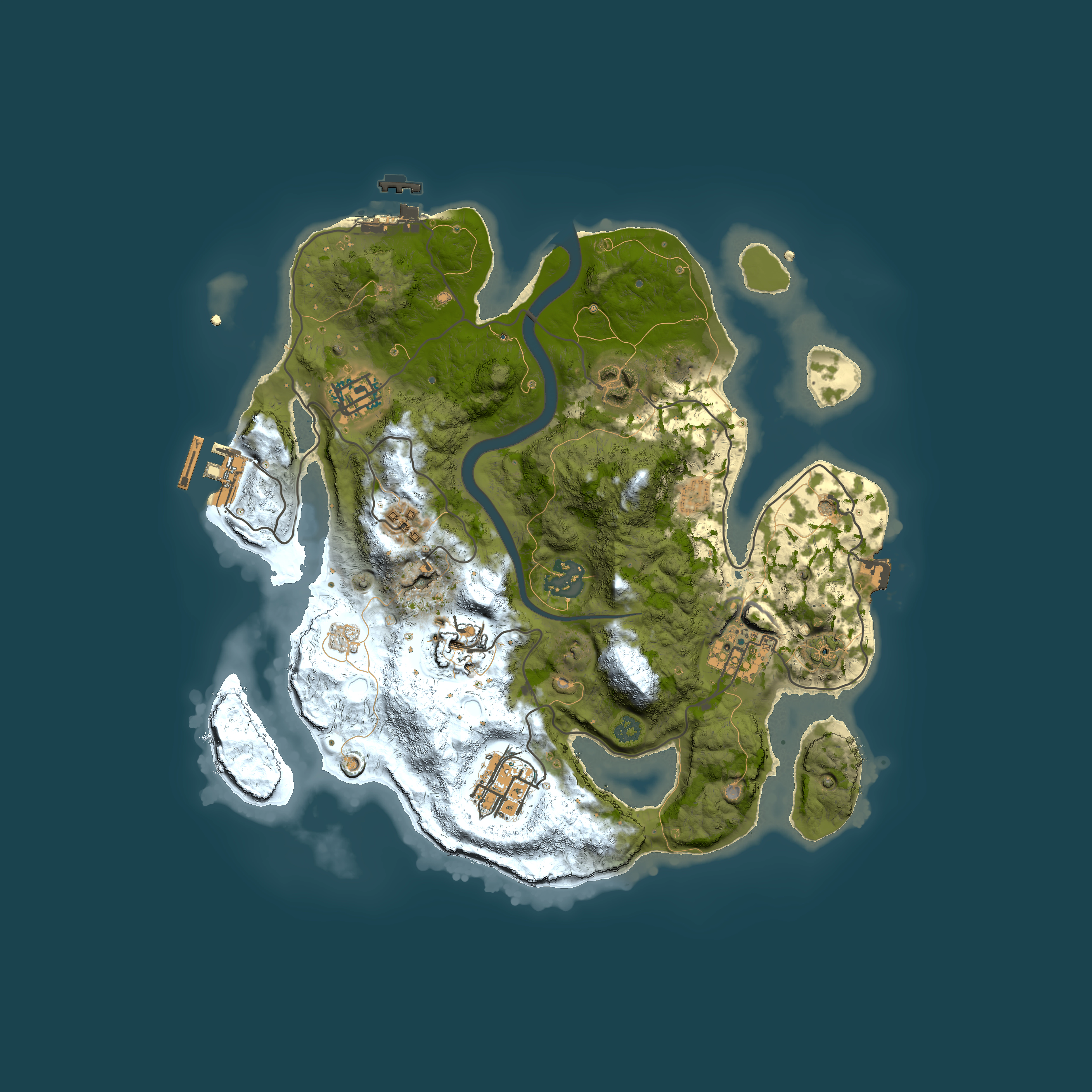 Full top-down render of Rust map seed 1911840669, 3000x3000m