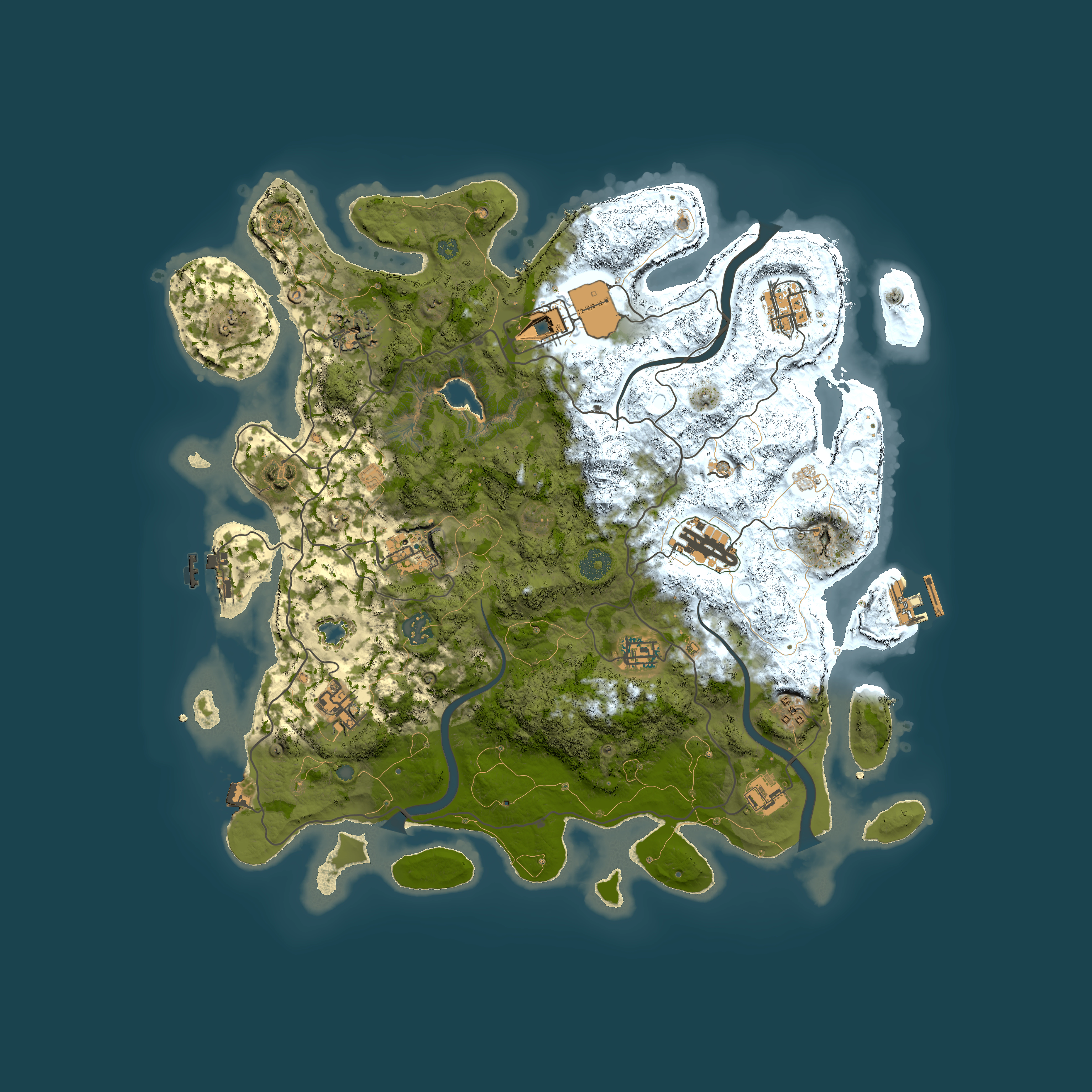 Full top-down render of Rust map seed 1475334524, 4000x4000m