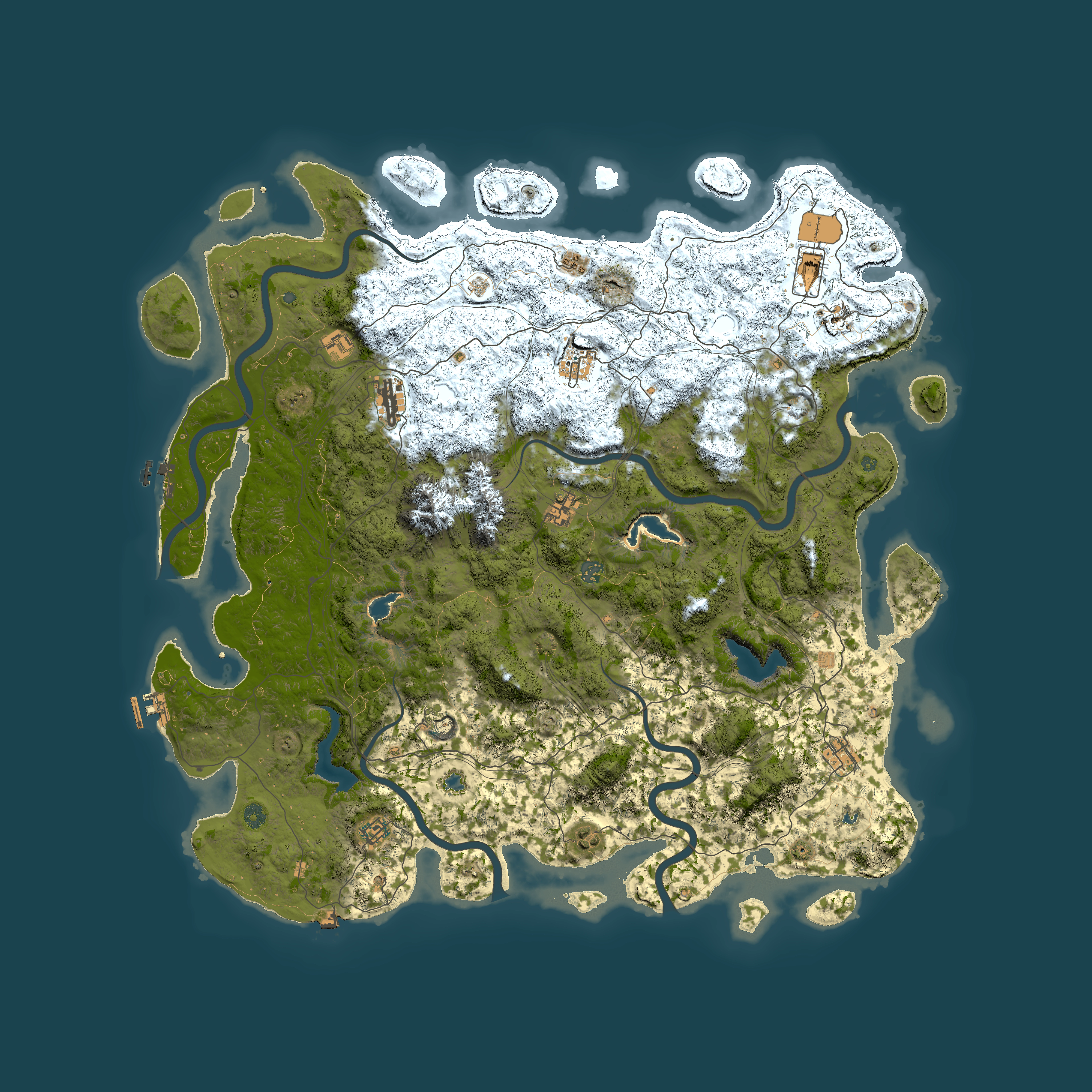 Full top-down render of Rust map seed 1376007439, 5500x5500m