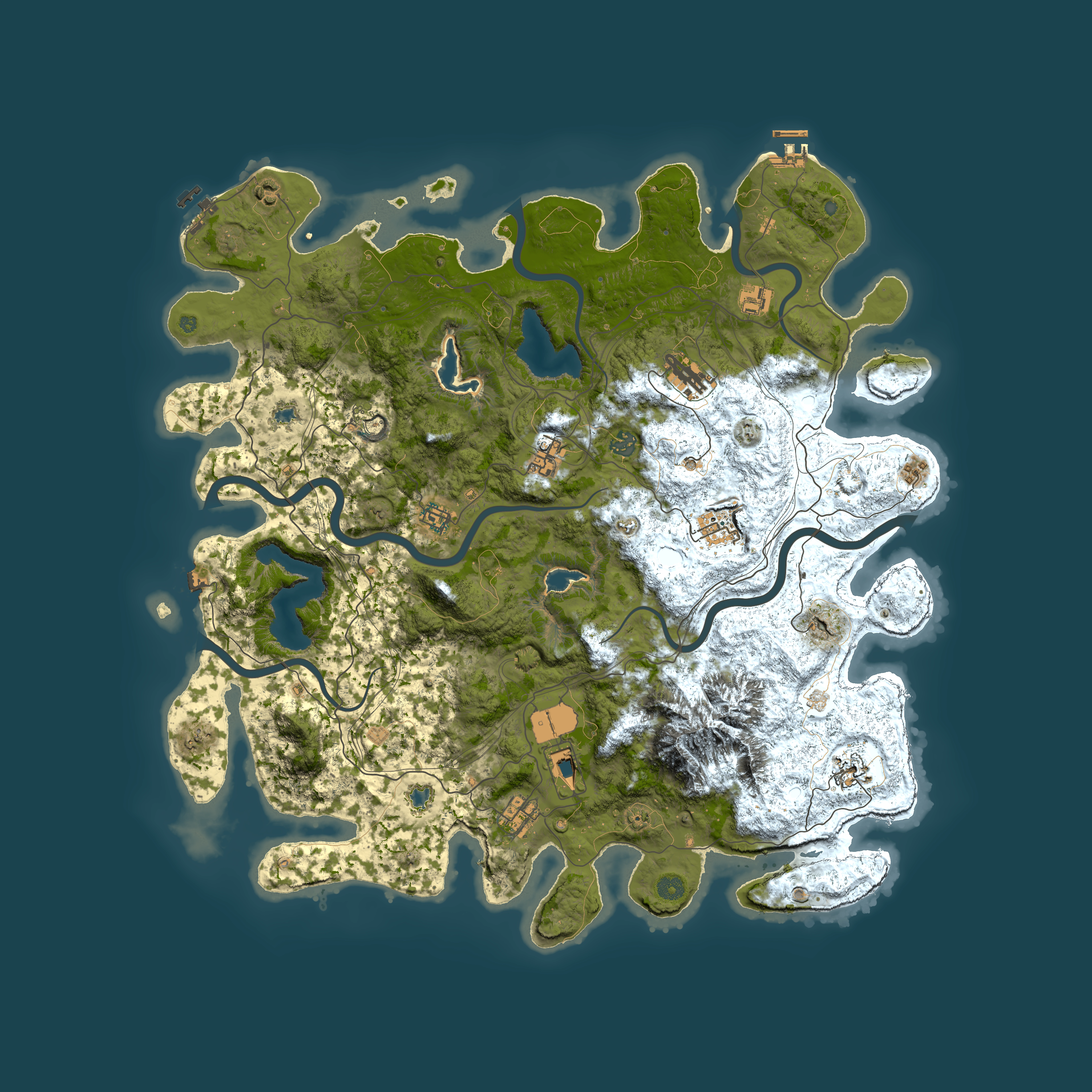 Full top-down render of Rust map seed 1879608889, 5000x5000m