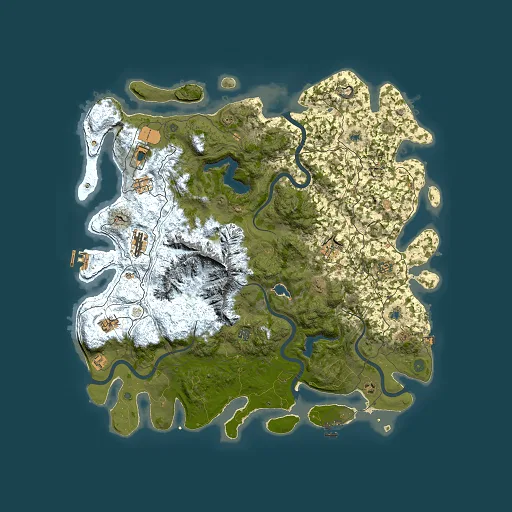 Rust map seed 386086270, 5000x5000m top-down preview