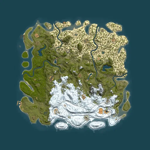 Rust map seed 33345449, 5500x5500m top-down preview