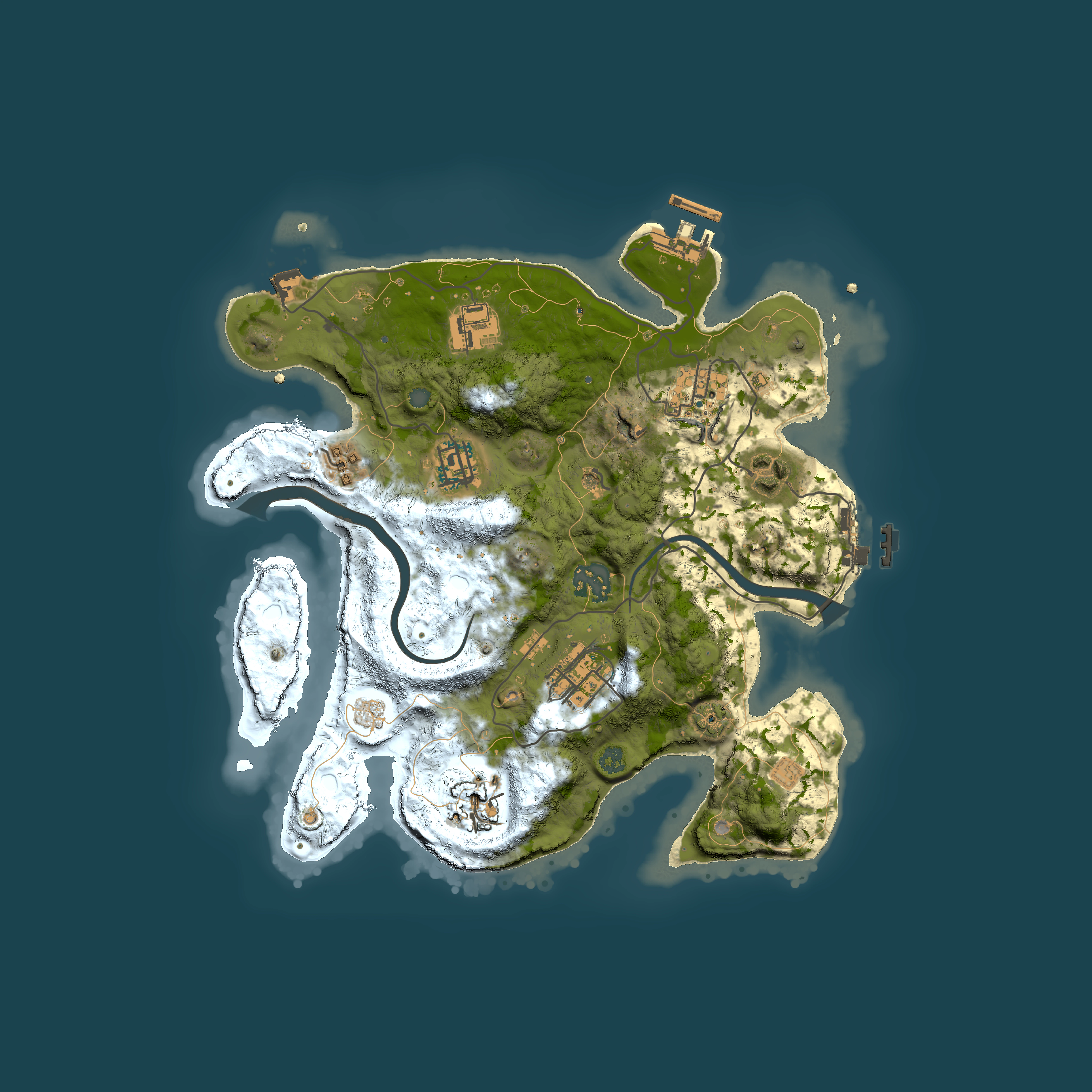 Full top-down render of Rust map seed 926538651, 3000x3000m