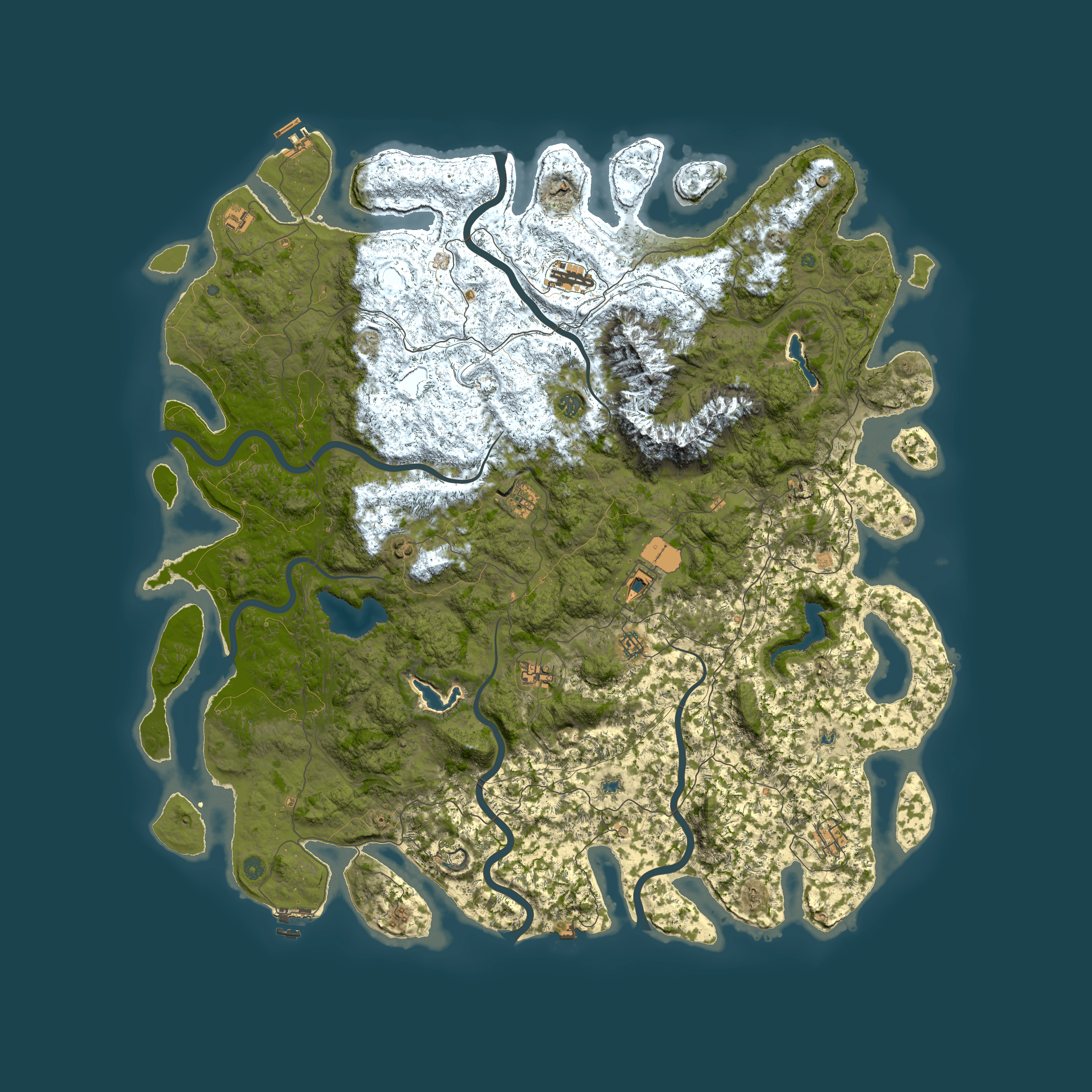 Full top-down render of Rust map seed 1243517591, 6000x6000m