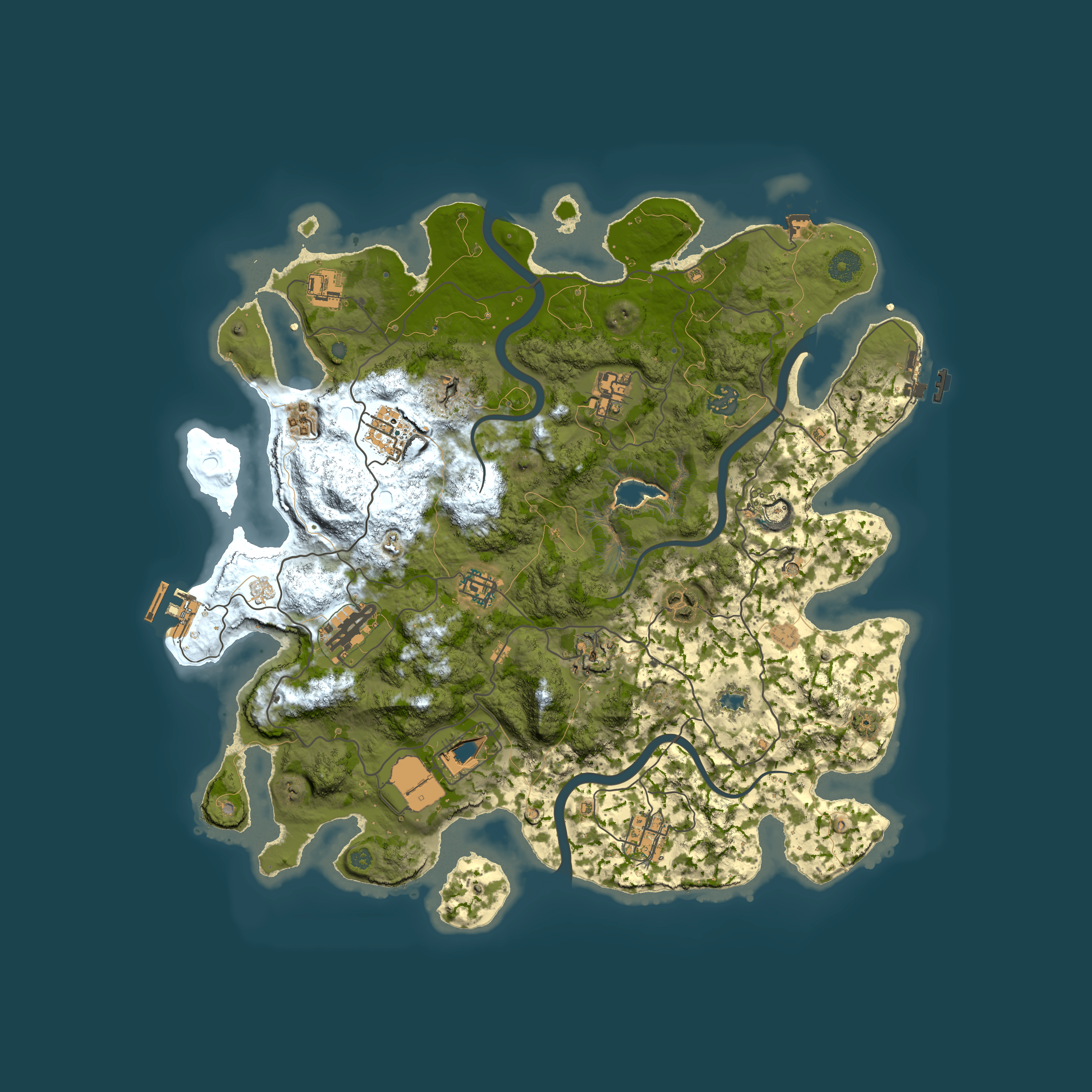 Full top-down render of Rust map seed 238676640, 4000x4000m