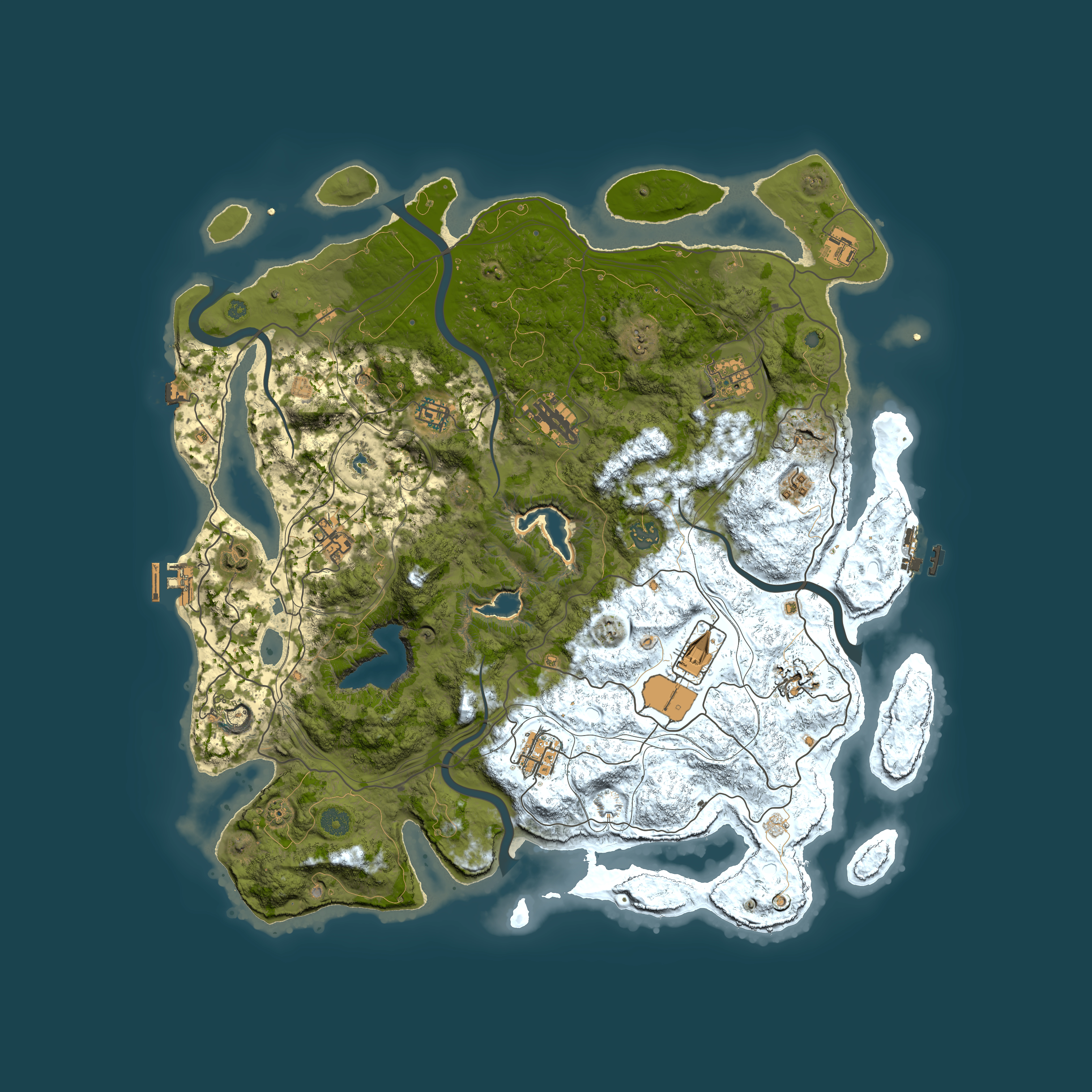 Full top-down render of Rust map seed 2016525463, 4500x4500m