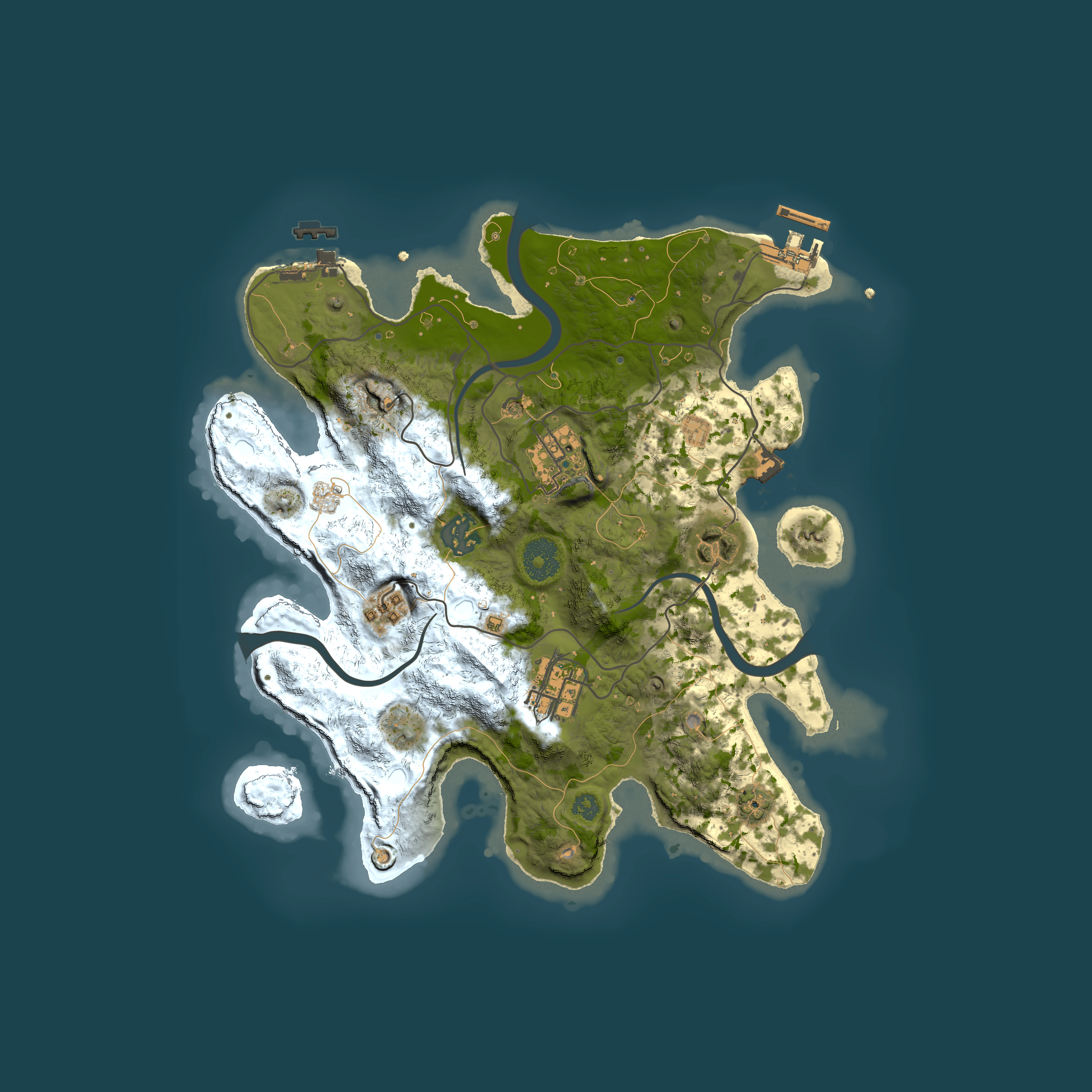 Full top-down render of Rust map seed 1165172980, 3000x3000m