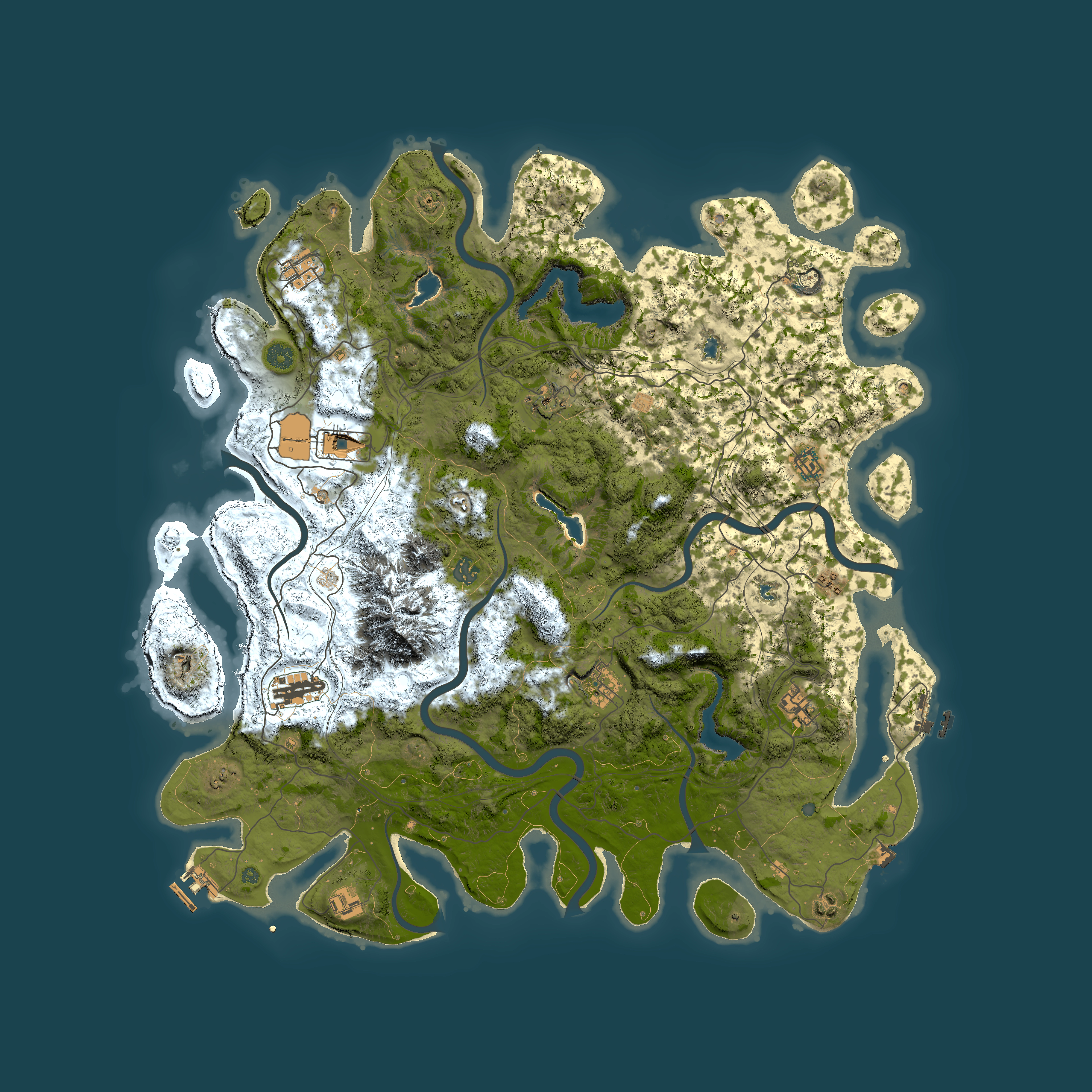 Full top-down render of Rust map seed 1104521145, 5000x5000m