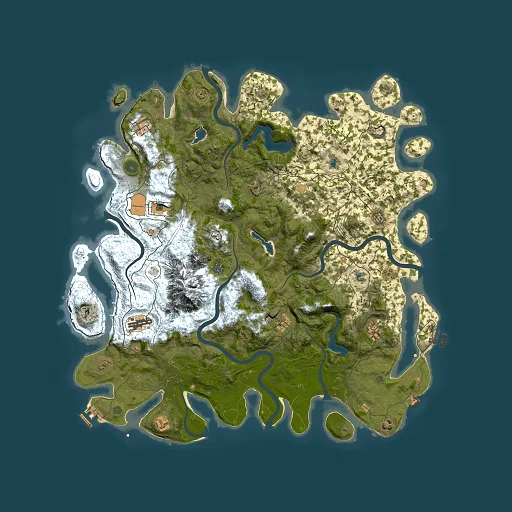 Rust map seed 1104521145, 5000x5000m top-down preview