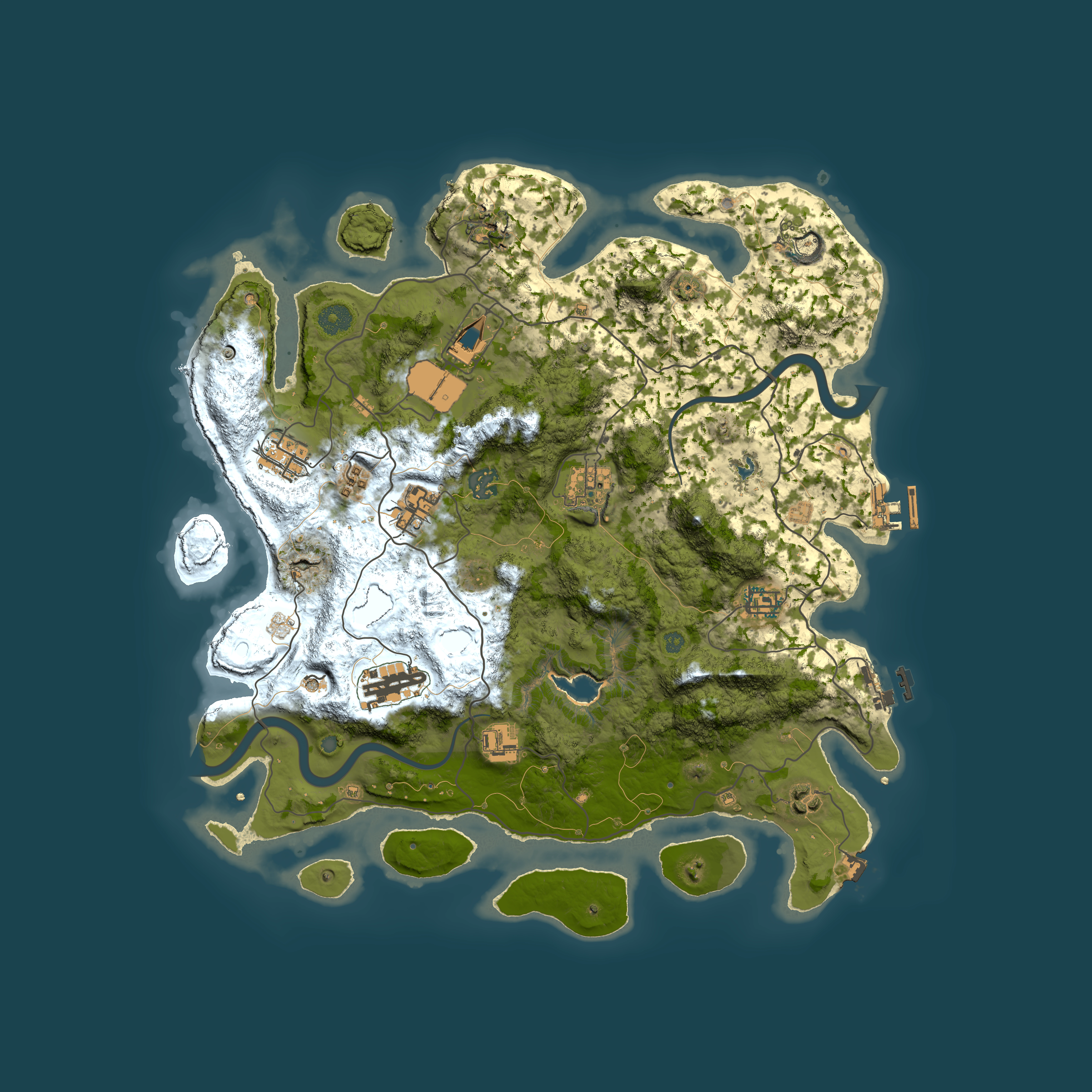 Full top-down render of Rust map seed 1178435172, 4000x4000m