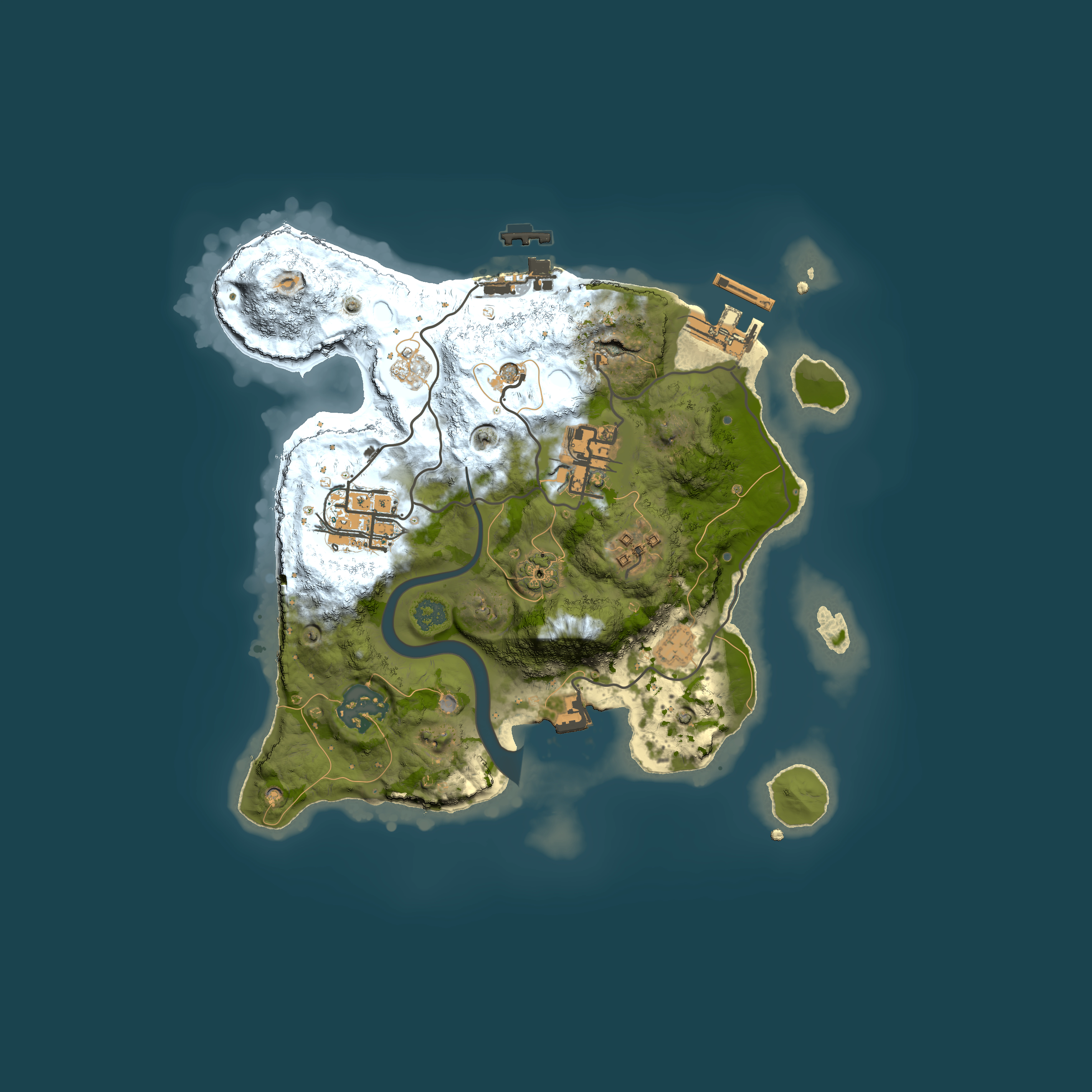 Full top-down render of Rust map seed 634465080, 2500x2500m